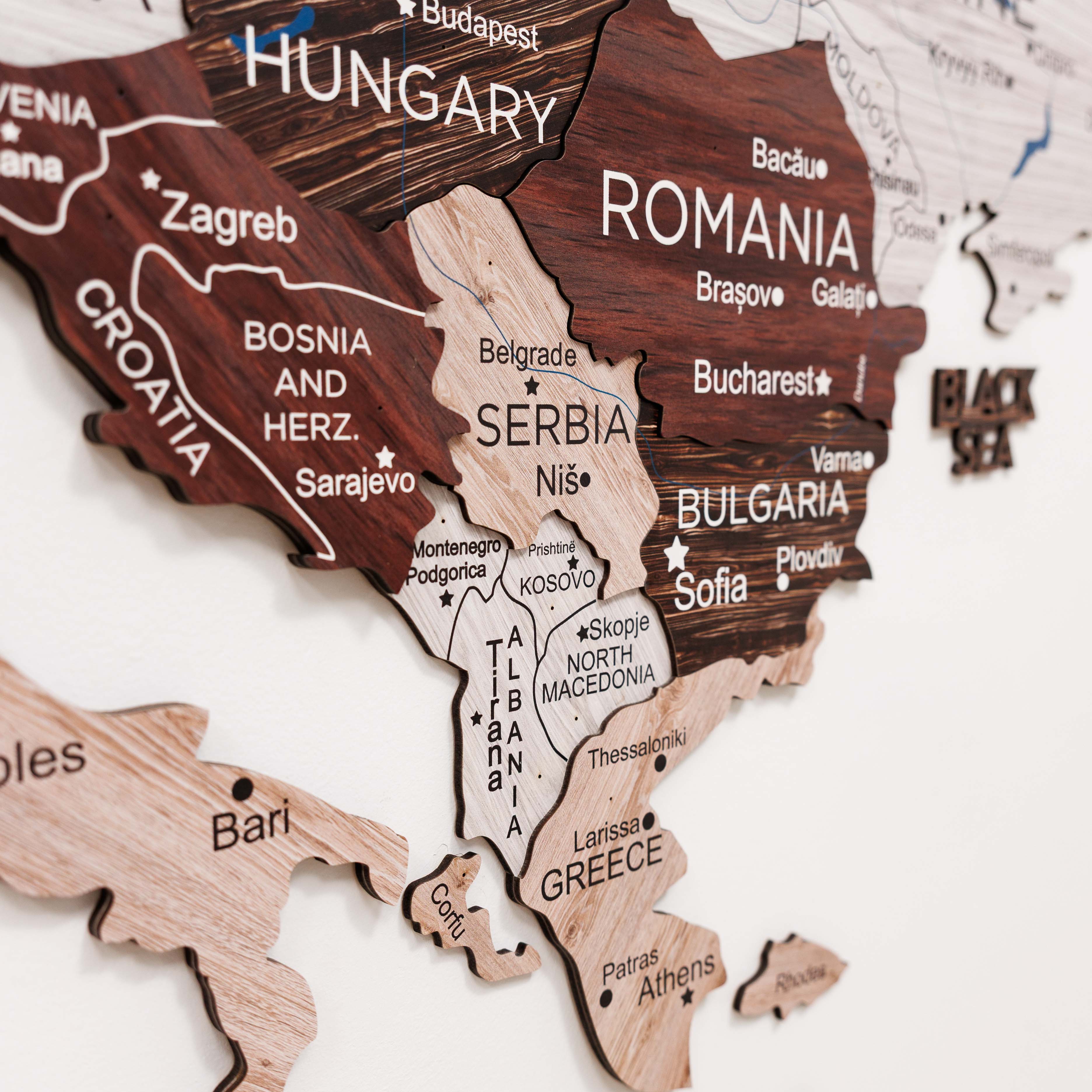 3D Europe Wooden Map Cappuccino - Image 10