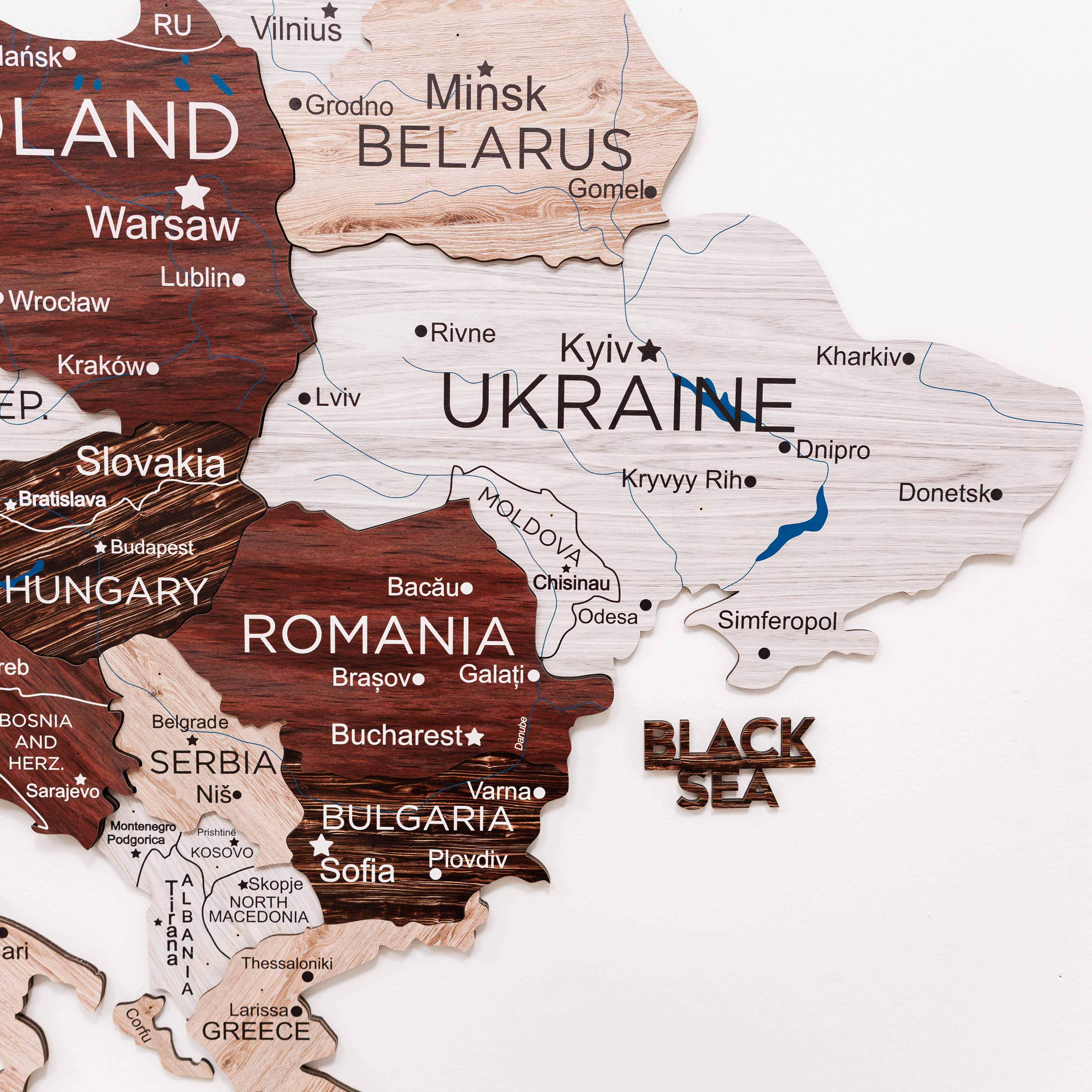 3D Europe Wooden Map Cappuccino - Image 7