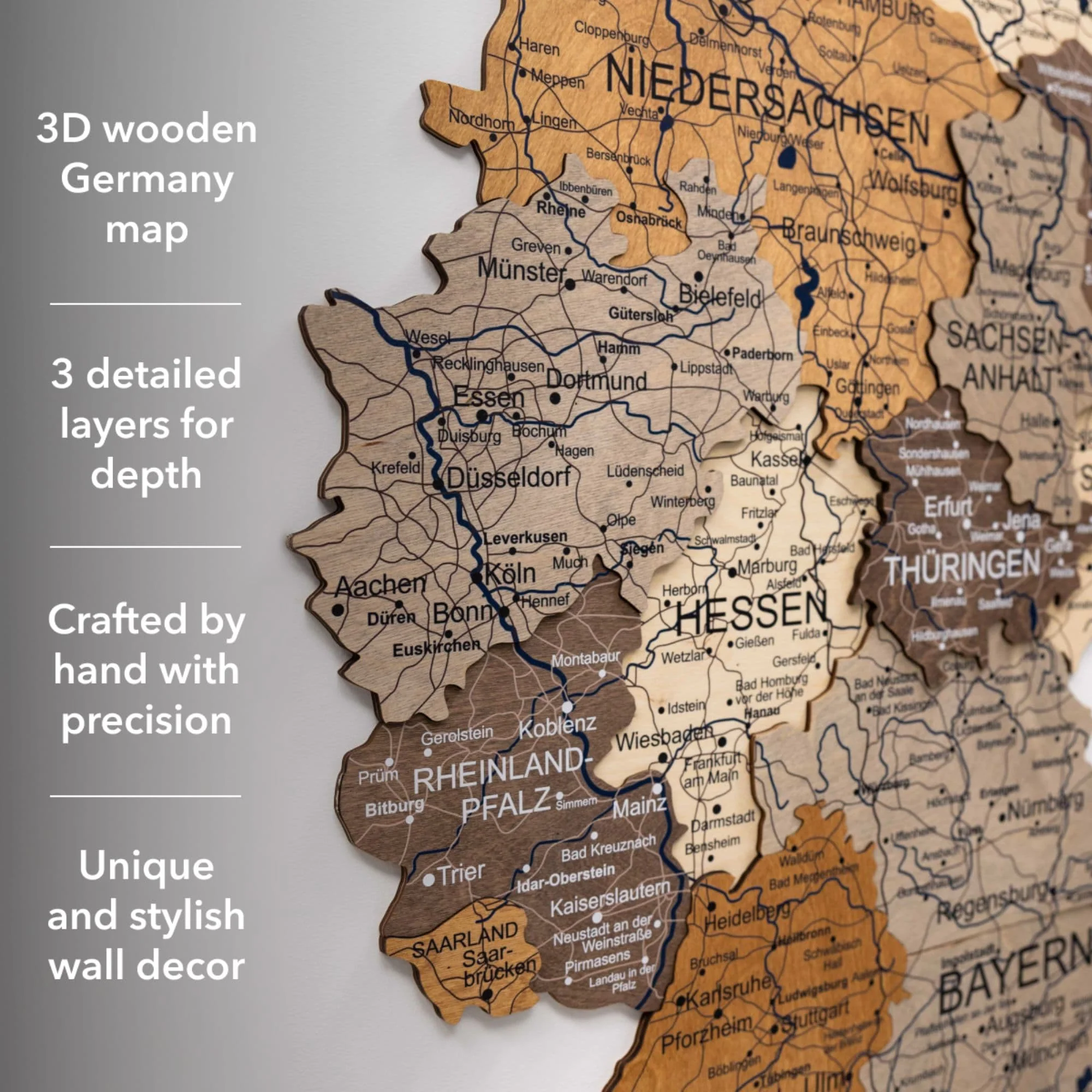 3D Germany Wooden Map Multicolor - Image 12