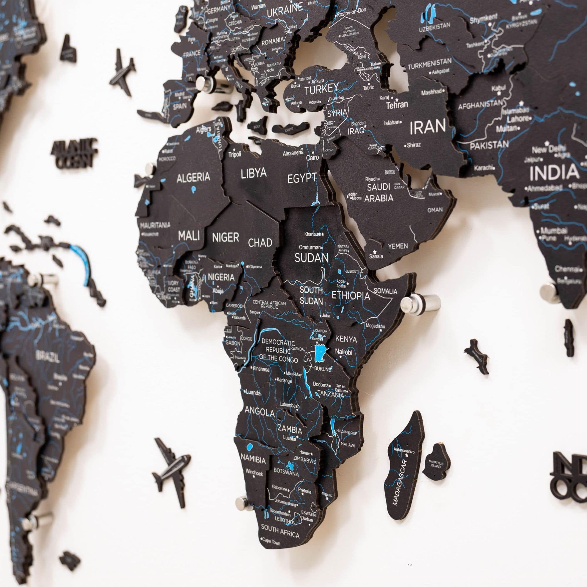 3D LED / LUMINOUS Wooden World Map 3.0 Midnight - Image 10