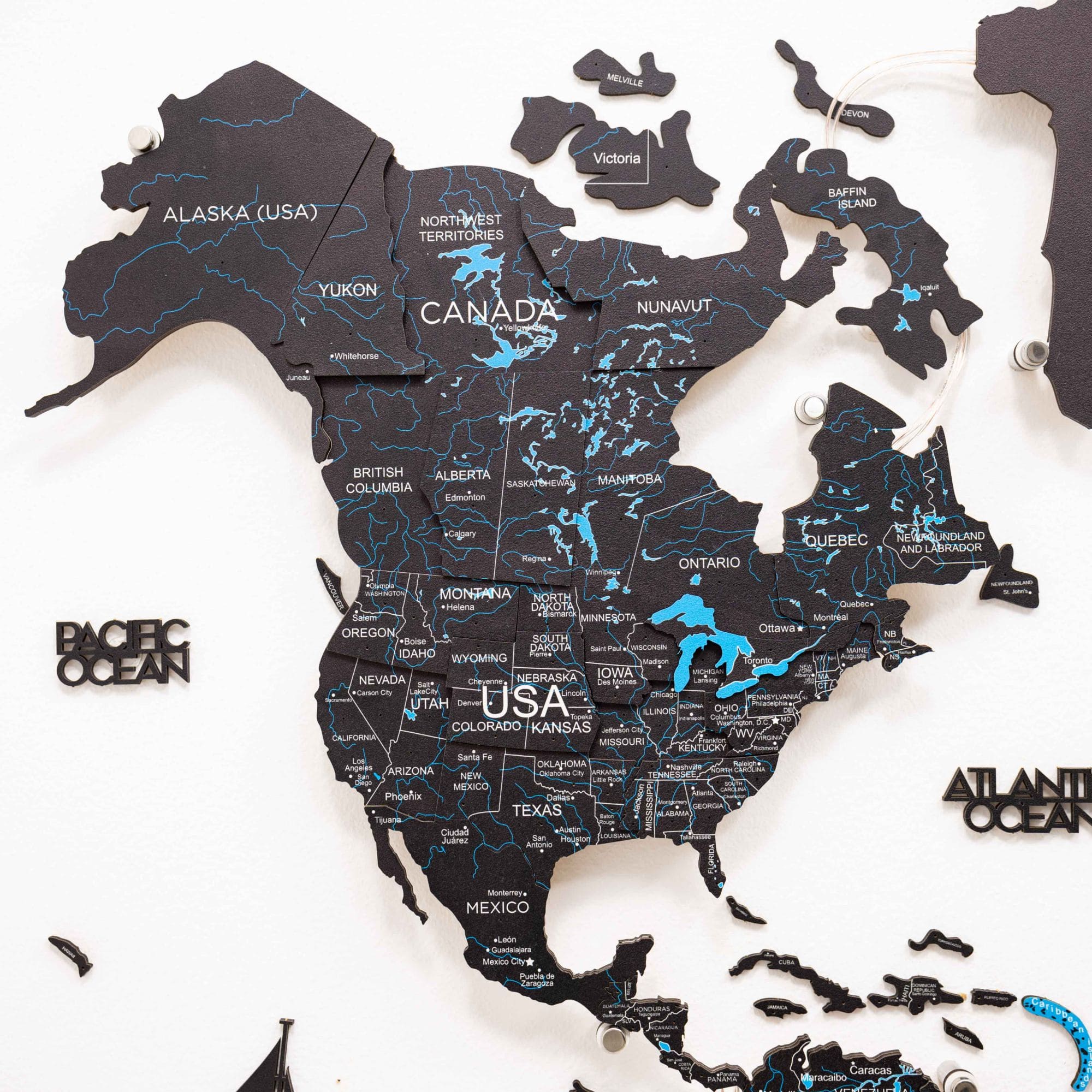 3D LED / LUMINOUS Wooden World Map 3.0 Midnight - Image 9