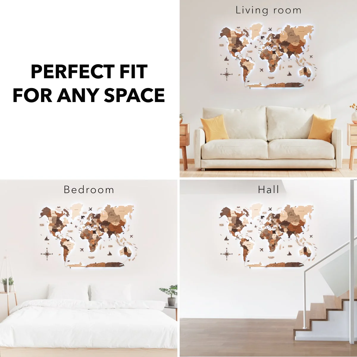 3D LED Wooden World Map 3.0 Multicolor - Image 13