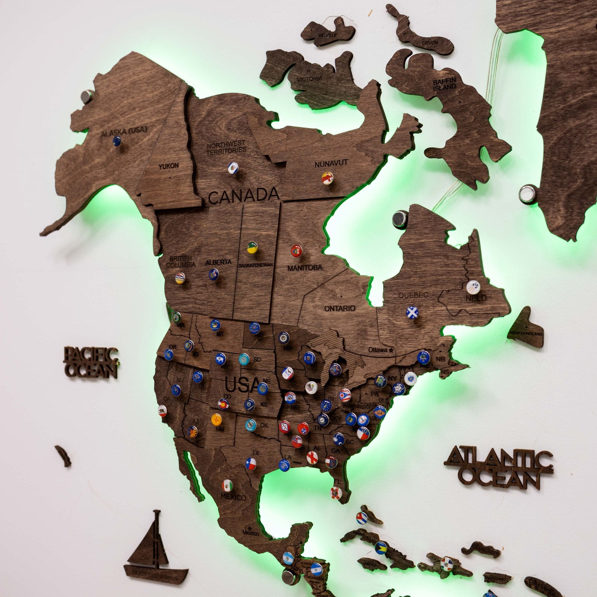 3D LED Wooden World Map 3.0 Dark Walnut - Image 13