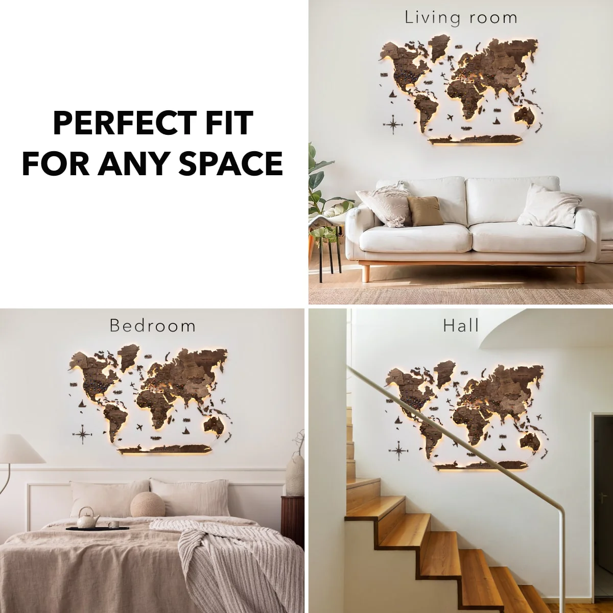 3D LED Wooden World Map 3.0 Dark Walnut - Image 18