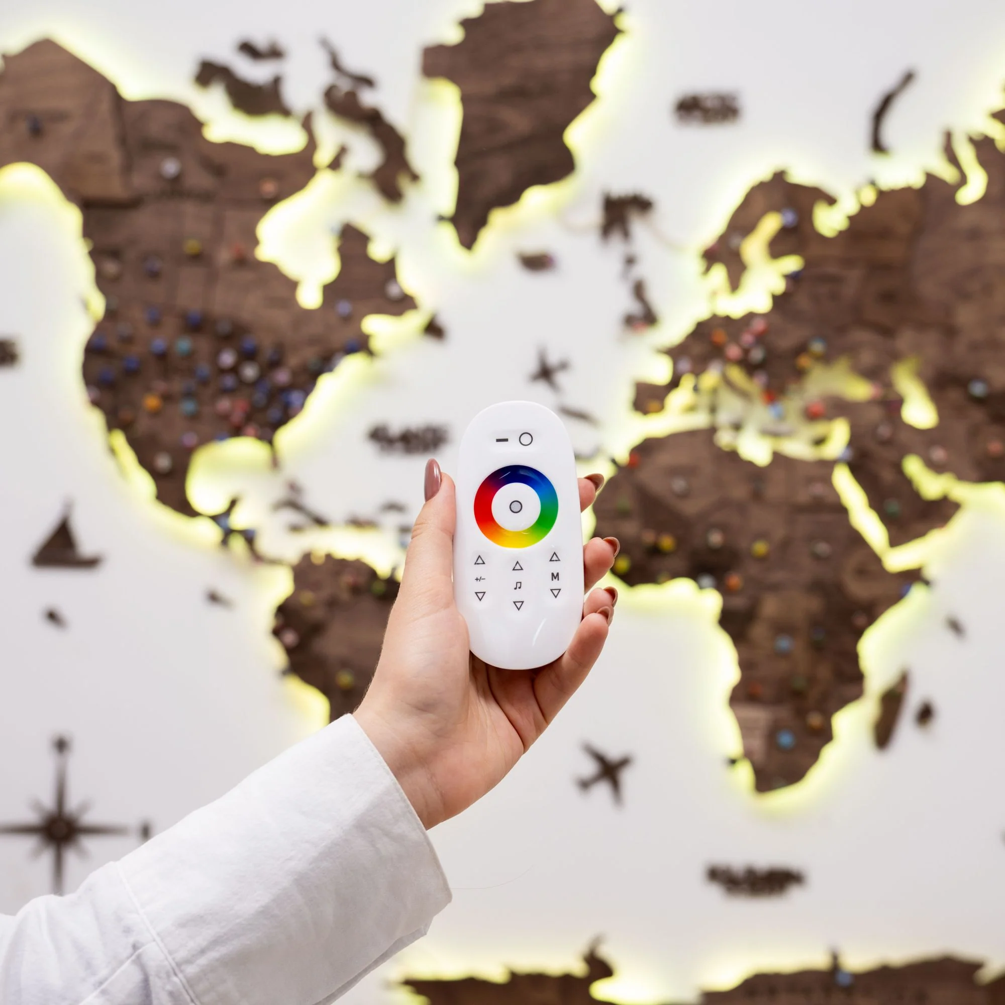 3D LED Wooden World Map 3.0 Dark Walnut - Image 3