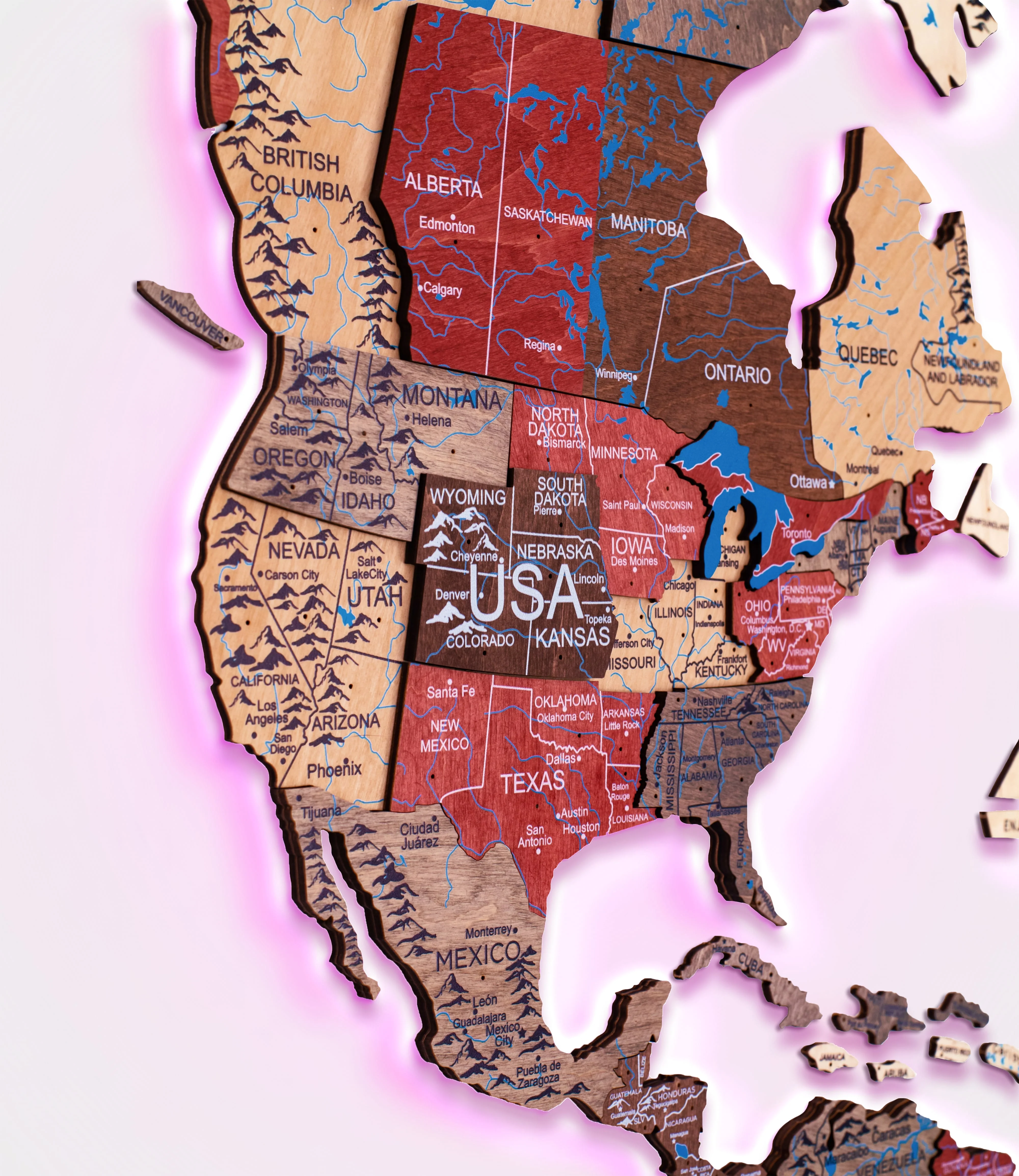 3D LED Wooden World Map 3.0 Fusion - Image 12