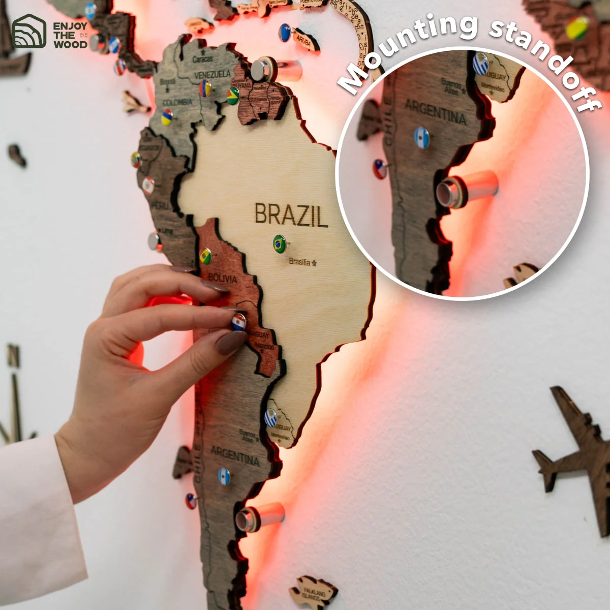 3D LED Wooden World Map 3.0 Fusion - Image 17