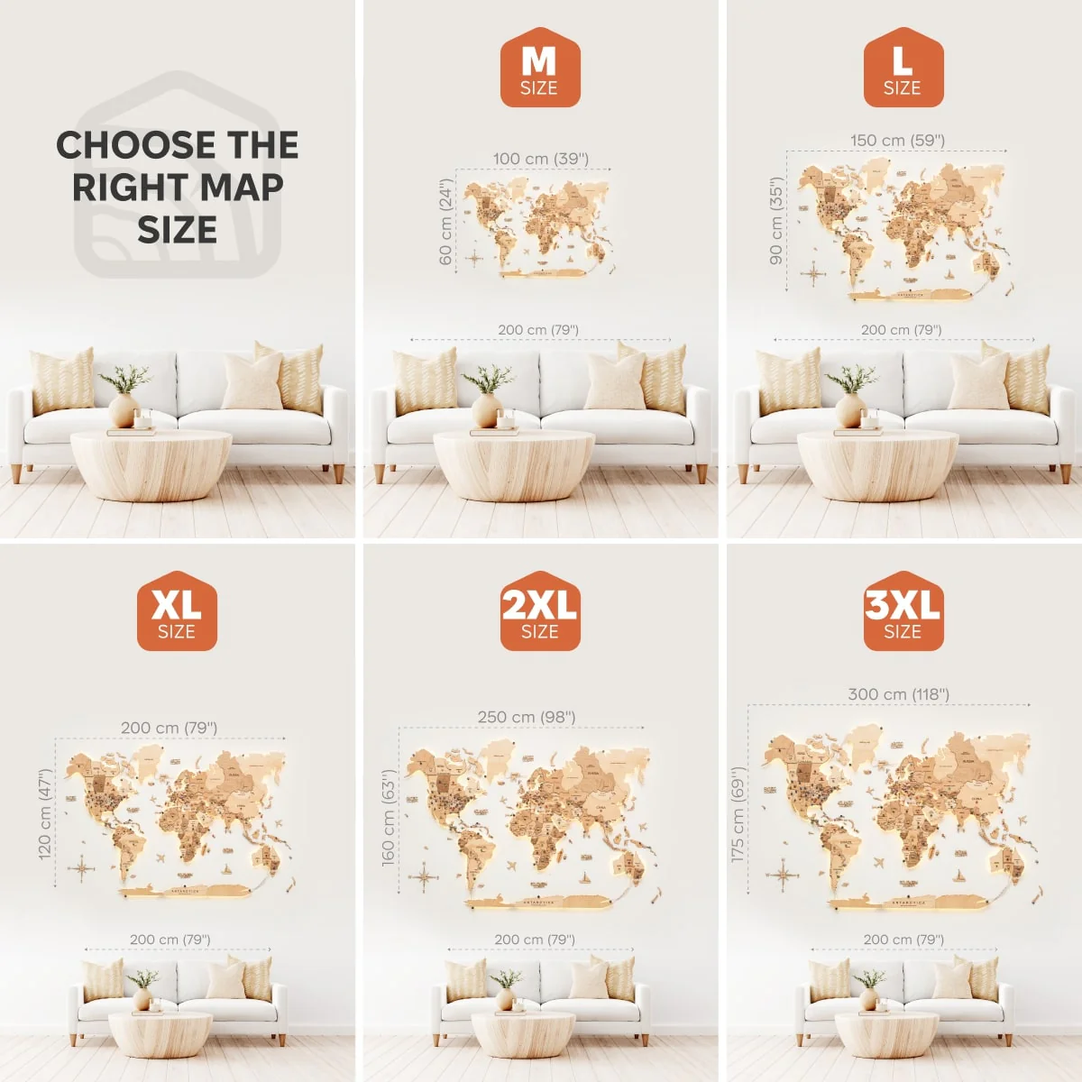 3D LED Wooden World Map 3.0 Gold - Image 11