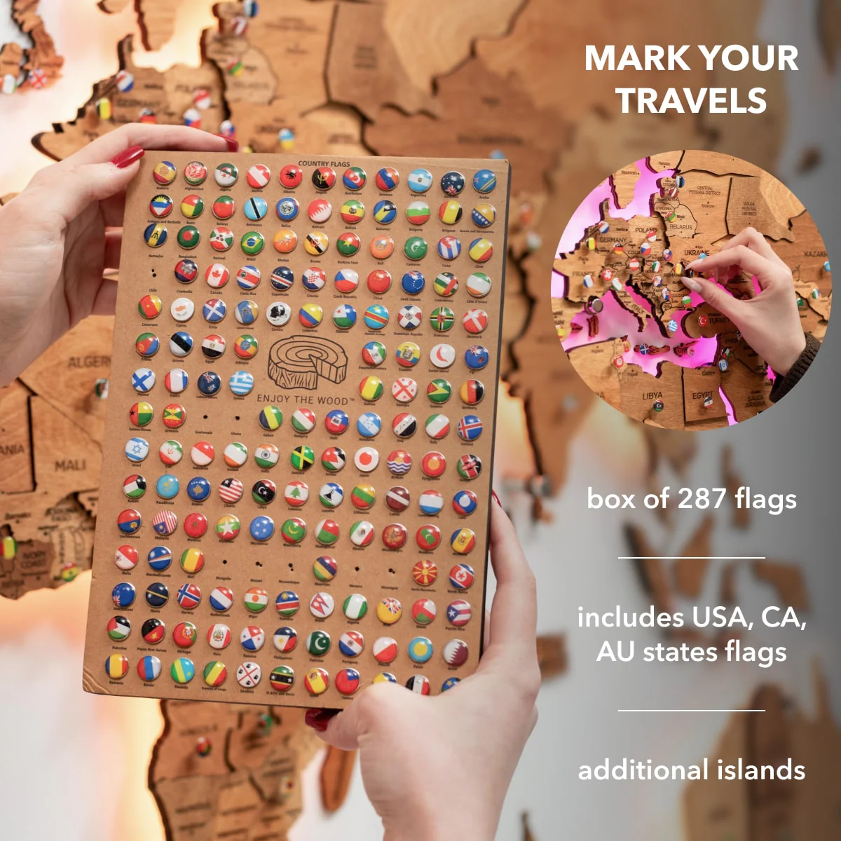 3D LED Wooden World Map 3.0 Oak - Image 18