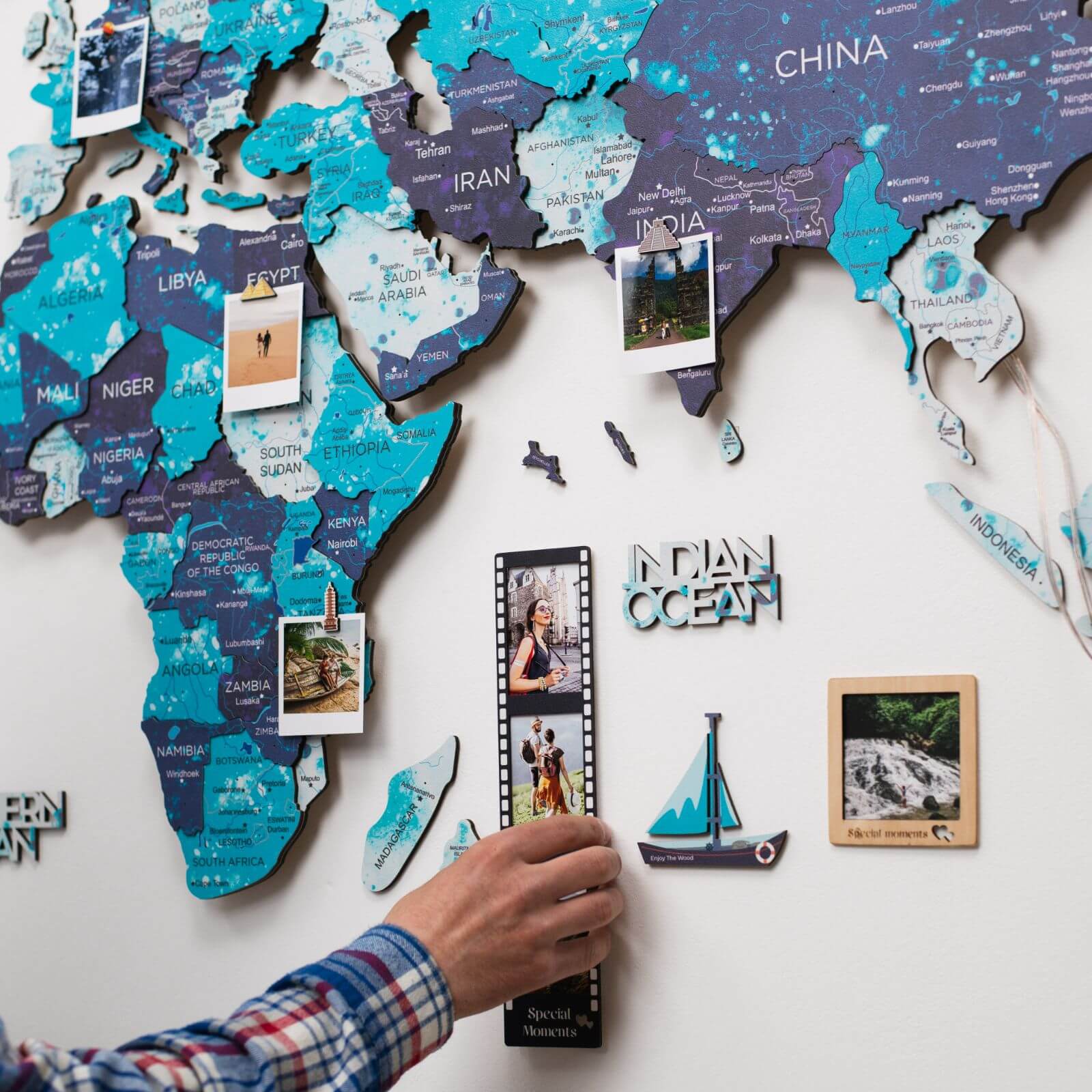 3D LED / LUMINOUS Wooden World Map 3.0 Ocean - Image 3