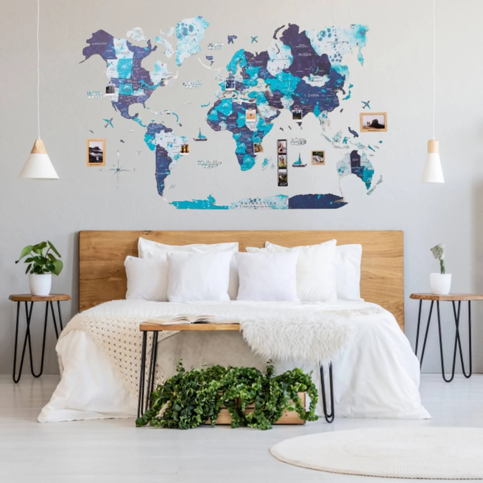 3D LED / LUMINOUS Wooden World Map 3.0 Ocean - Image 6