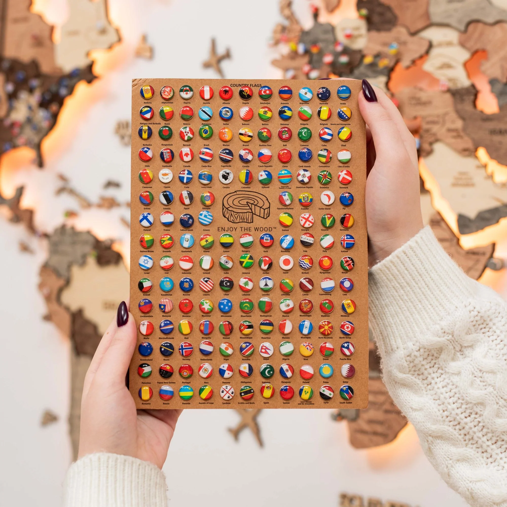 3D LED Wooden World Map 3.0 Smokey - Image 18