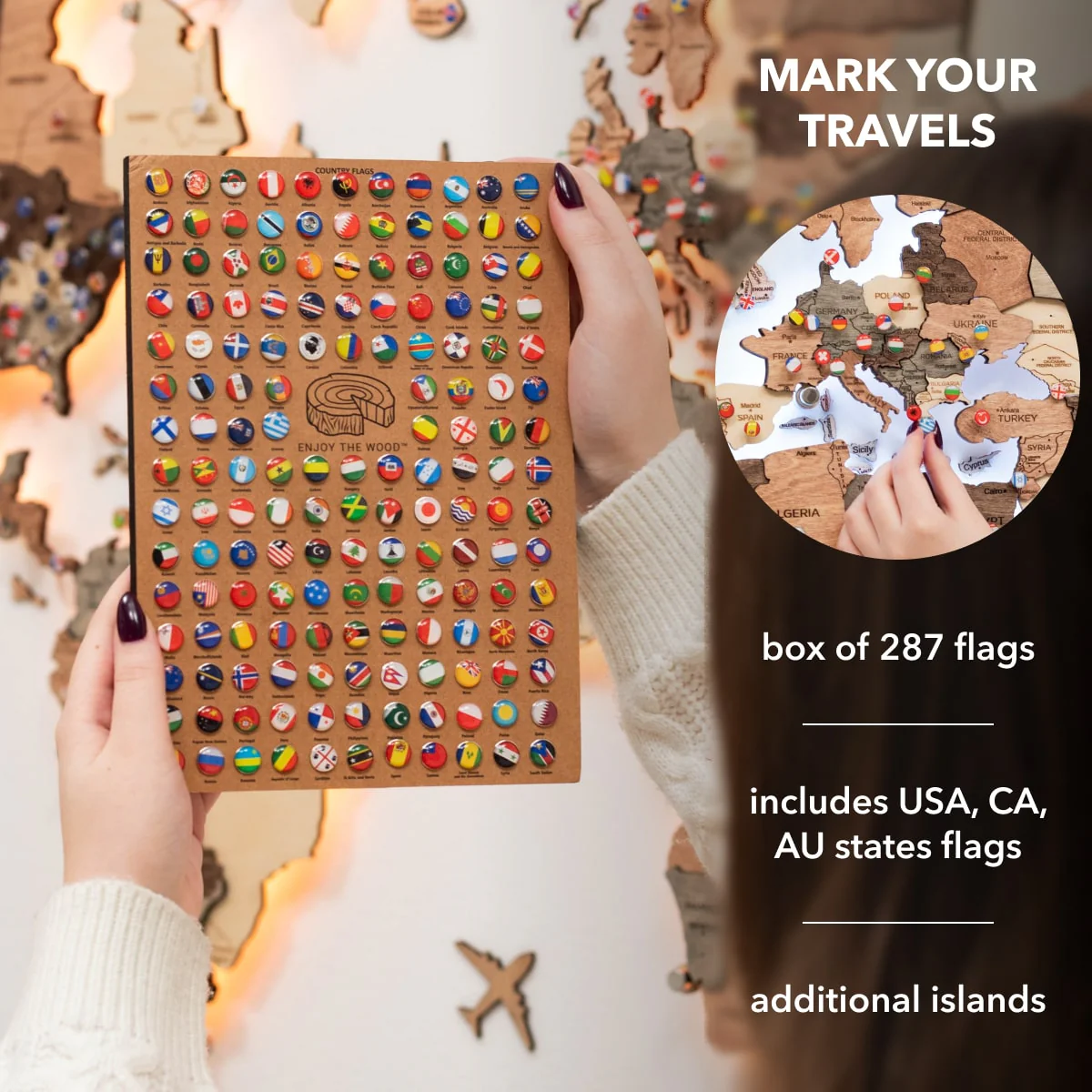 3D LED Wooden World Map 3.0 Smokey - Image 20