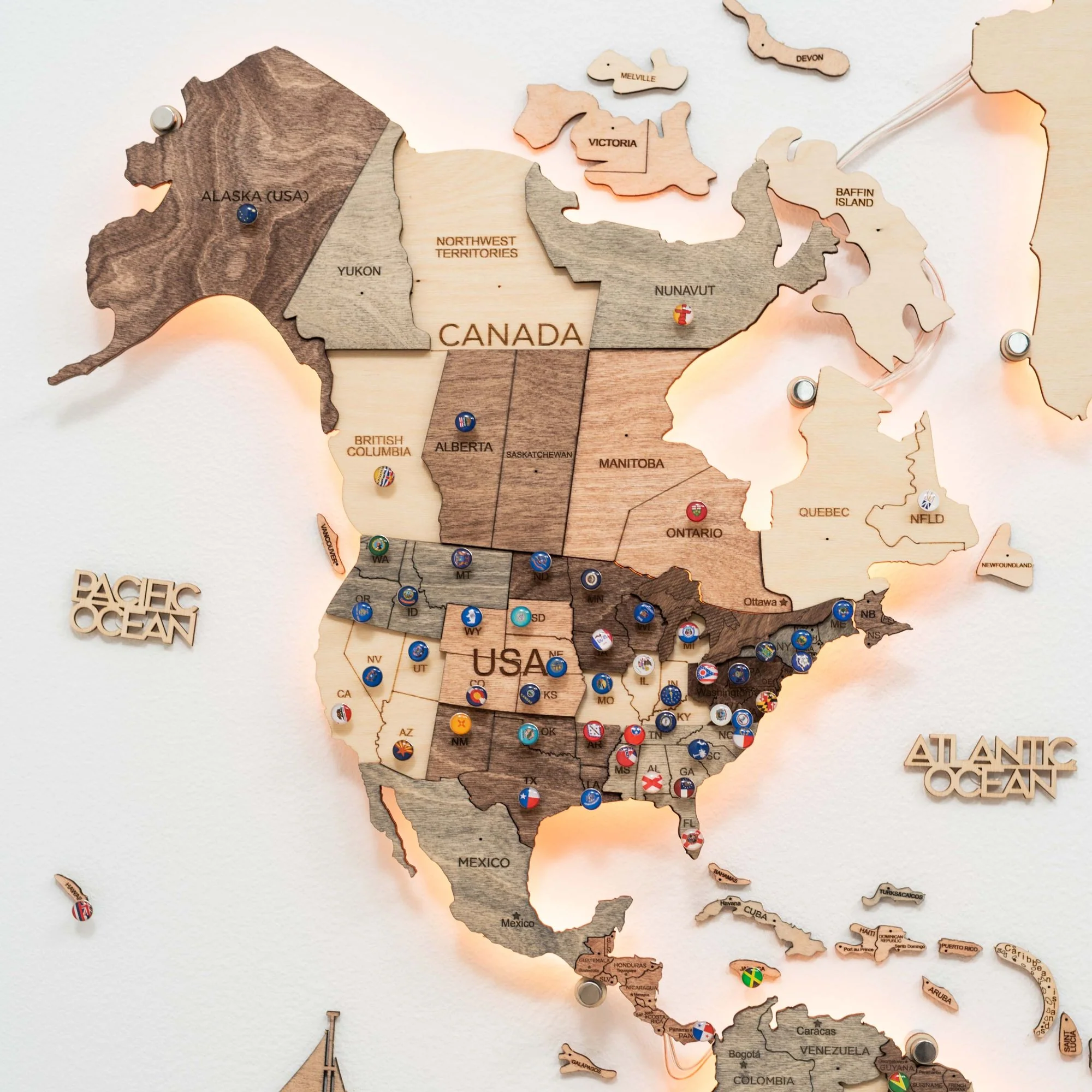 3D LED Wooden World Map 3.0 Smokey - Image 8