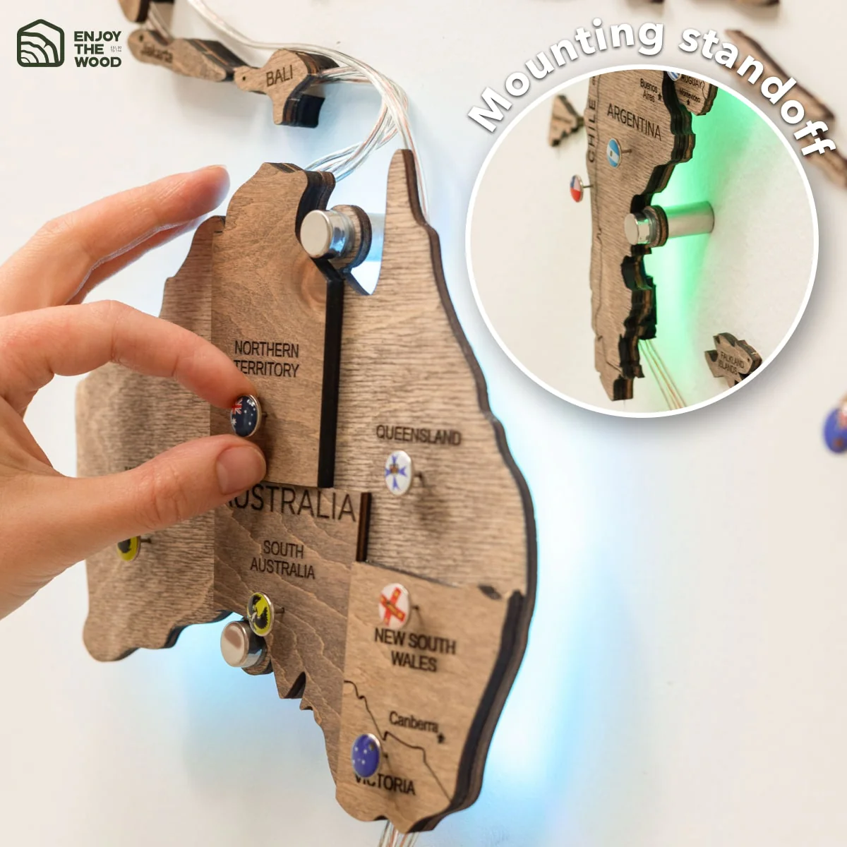 3D LED Wooden World Map 3.0 Terra - Image 14