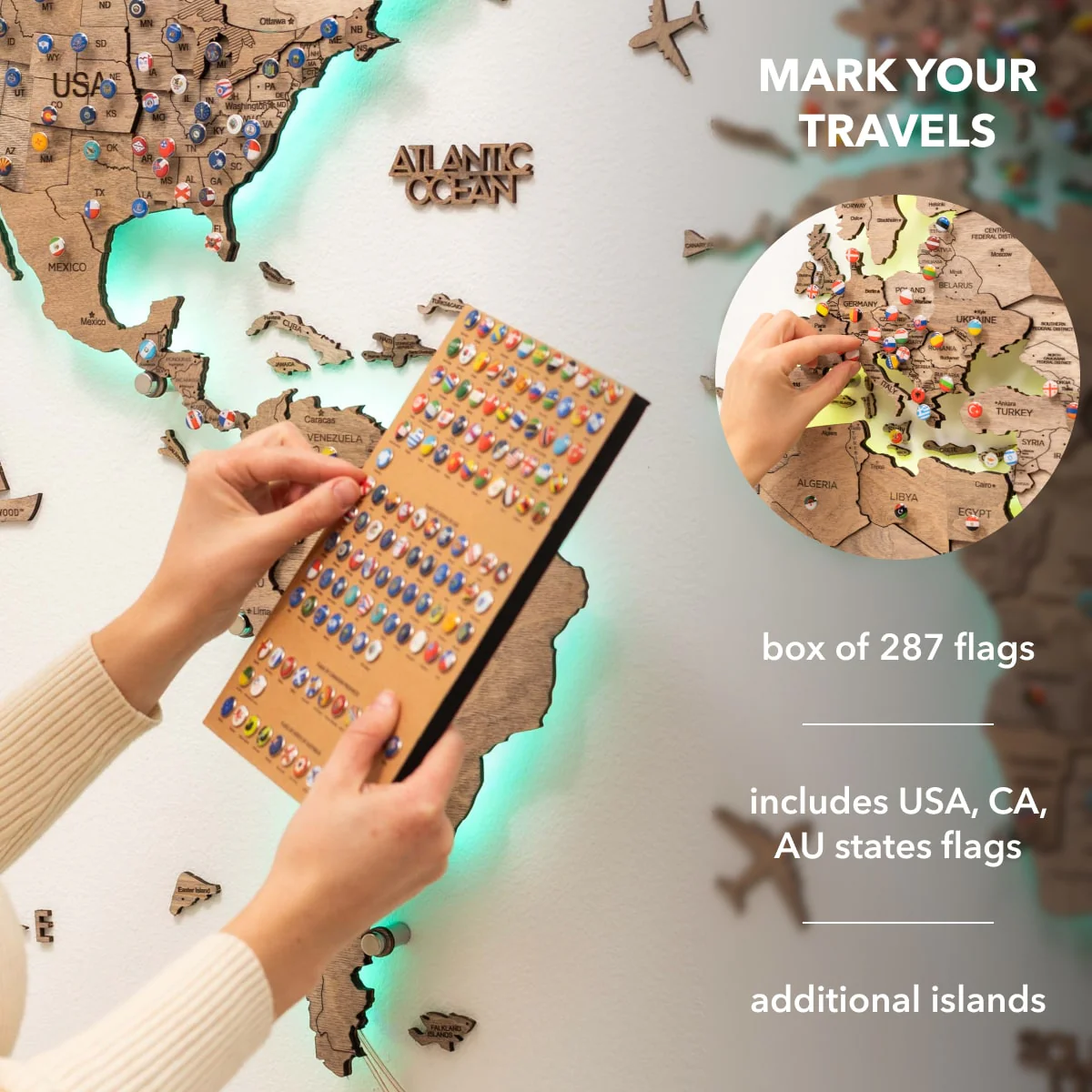 3D LED Wooden World Map 3.0 Terra - Image 16