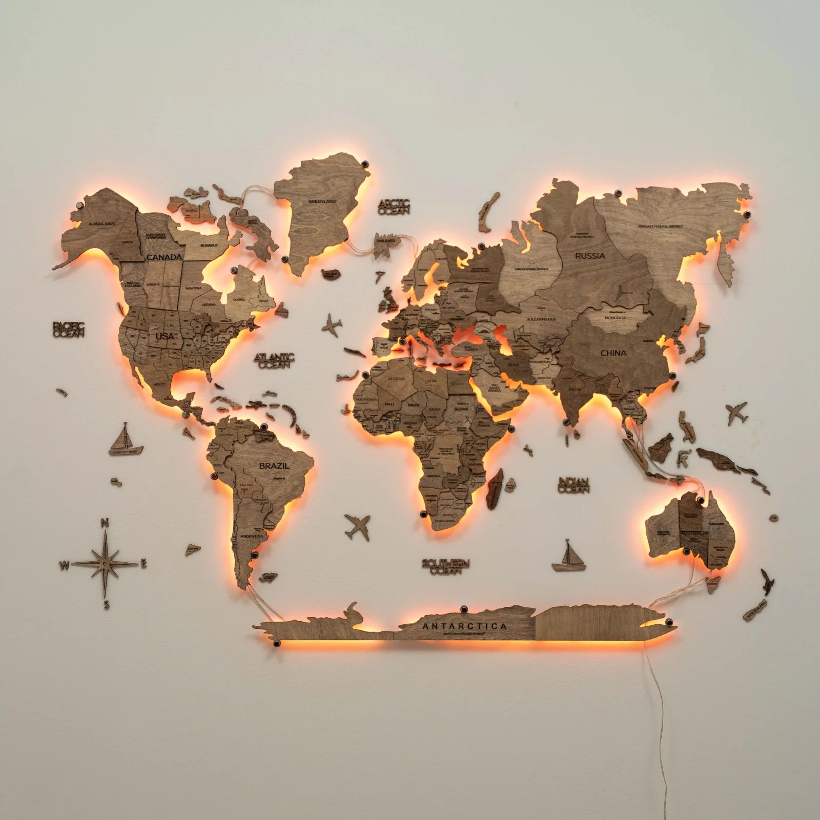 3D LED Wooden World Map 3.0 Terra - Image 9