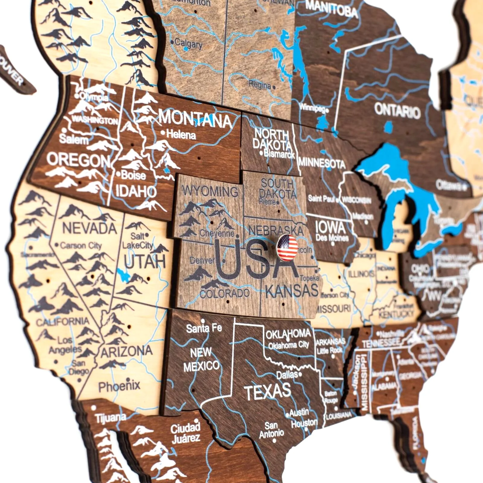 3D LED Wooden World Map 3.0 Multicolor - Image 5