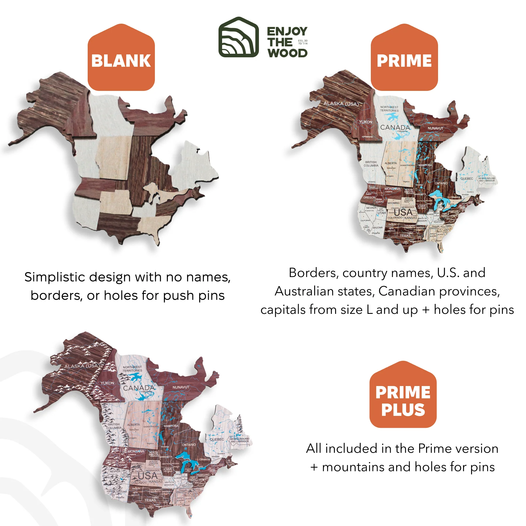 3D Wooden World Map Cappuccino - Image 12