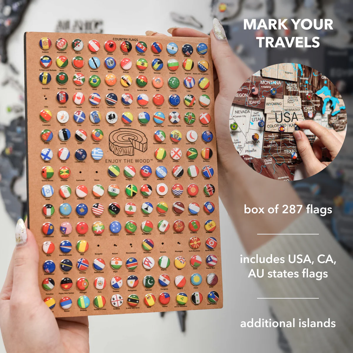 3D Wooden World Map Cappuccino - Image 15