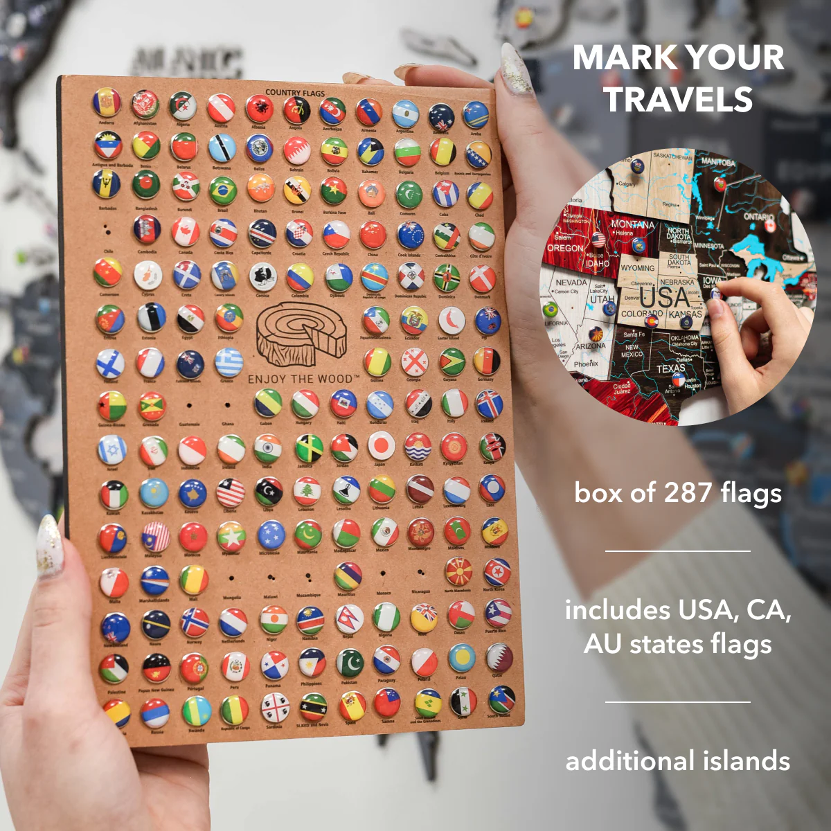 3D Wooden World Map Urban - Image 14