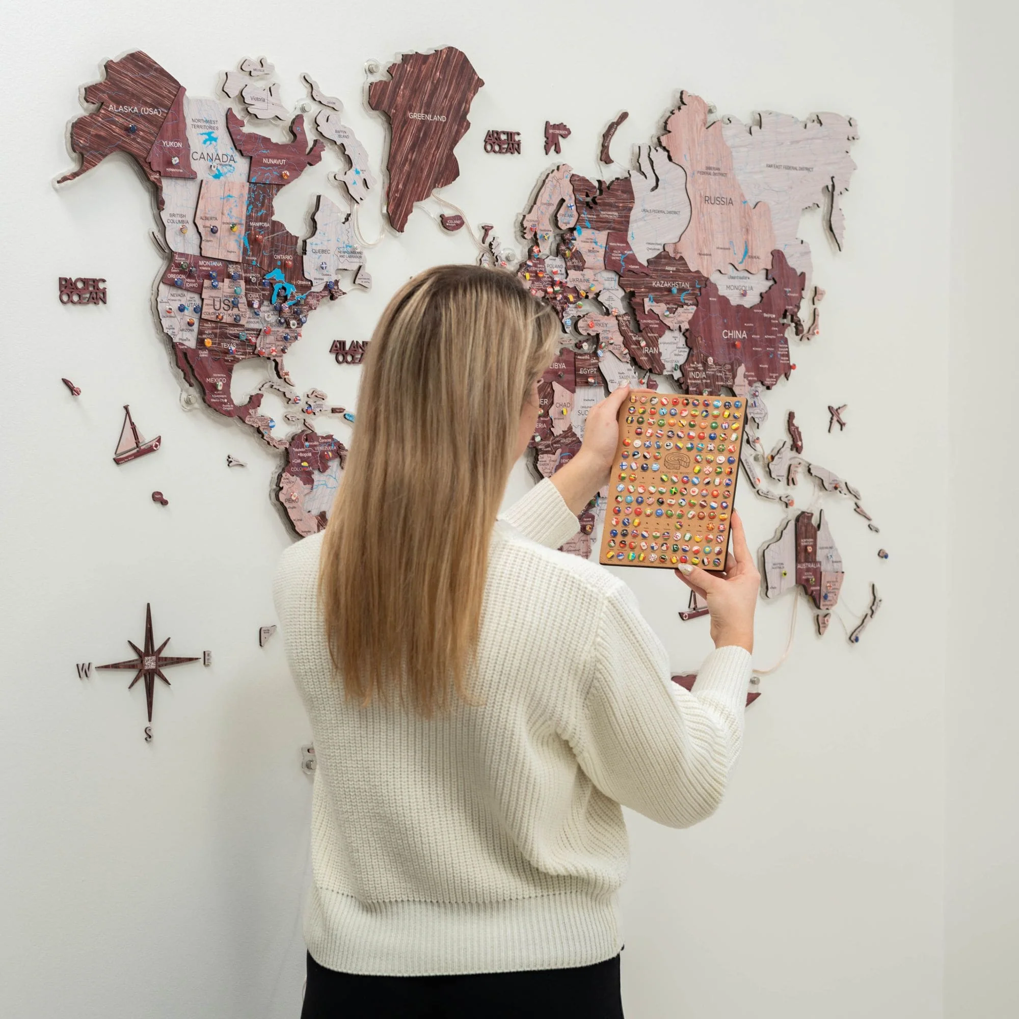 3D LUMINOUS LED Wooden World Map 2.0 Cappuccino - Image 15