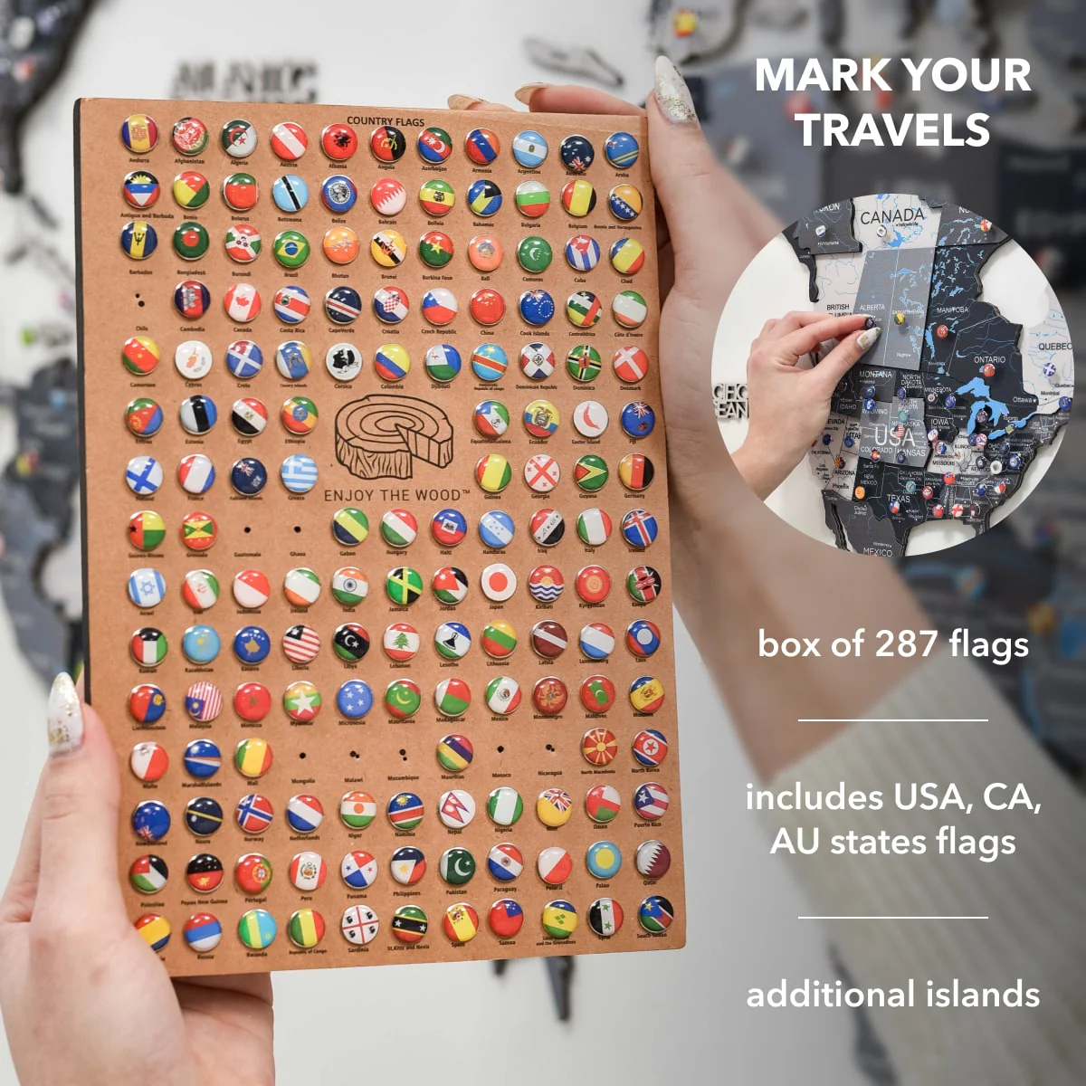 3D Wooden World Map Nordik - Image 16