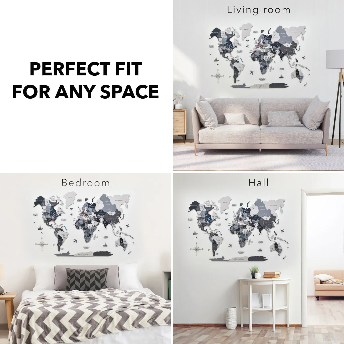 3D Wooden World Map Nordik - Image 14