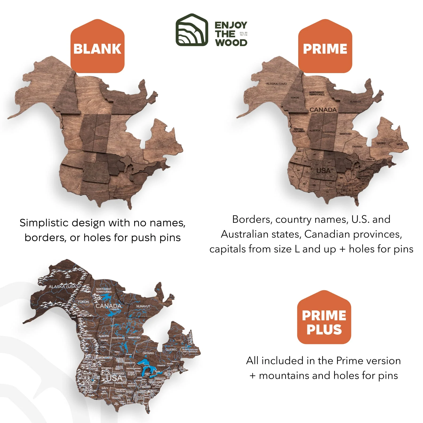 3D Wooden World Map Dark Walnut - Image 12