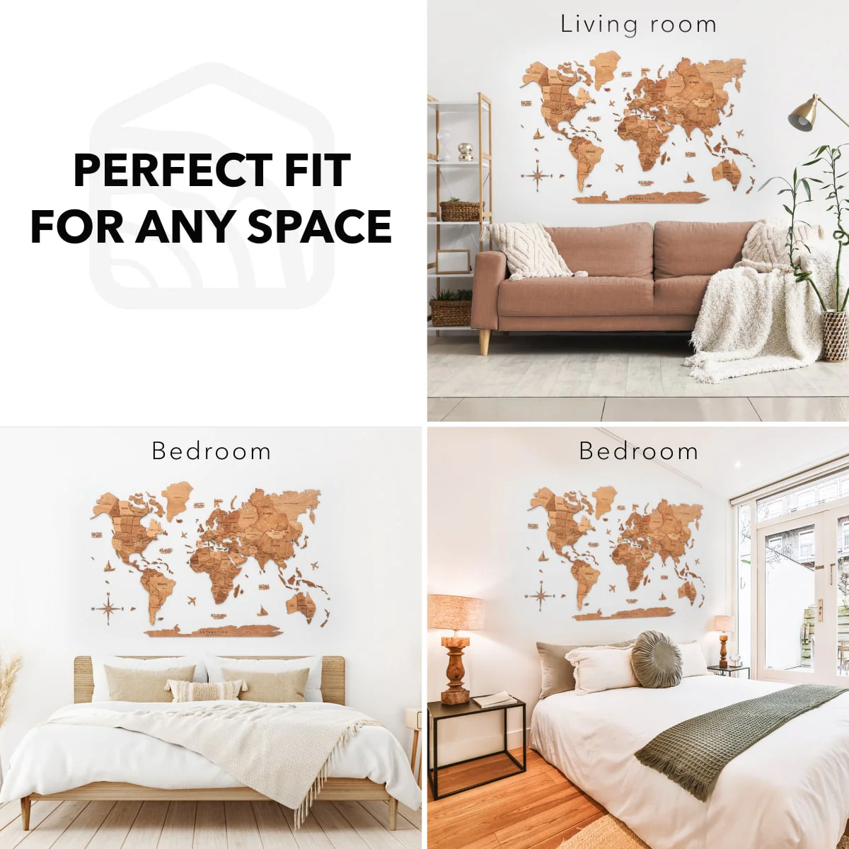 3D Wooden World Map Oak - Image 12