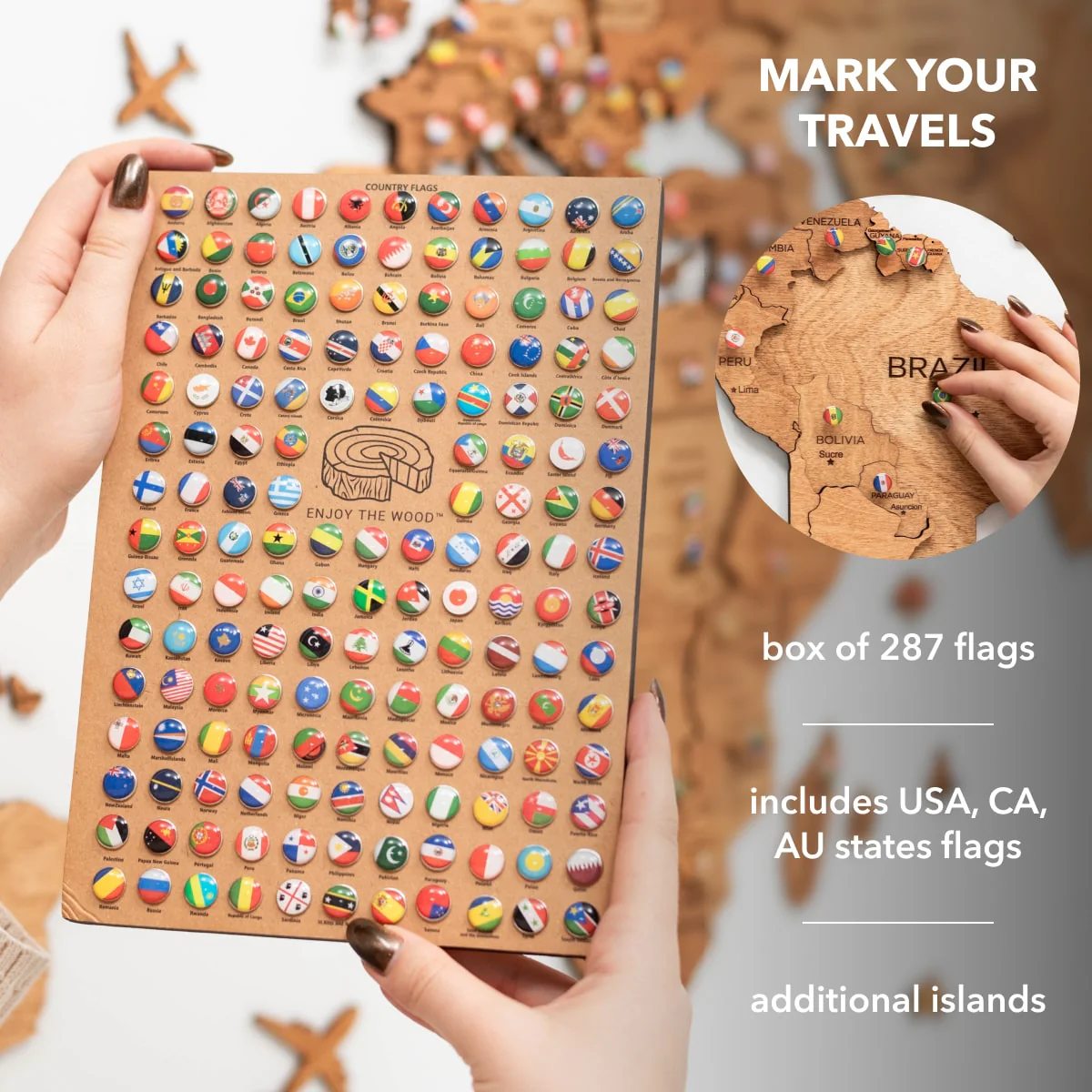 3D Wooden World Map Oak - Image 14