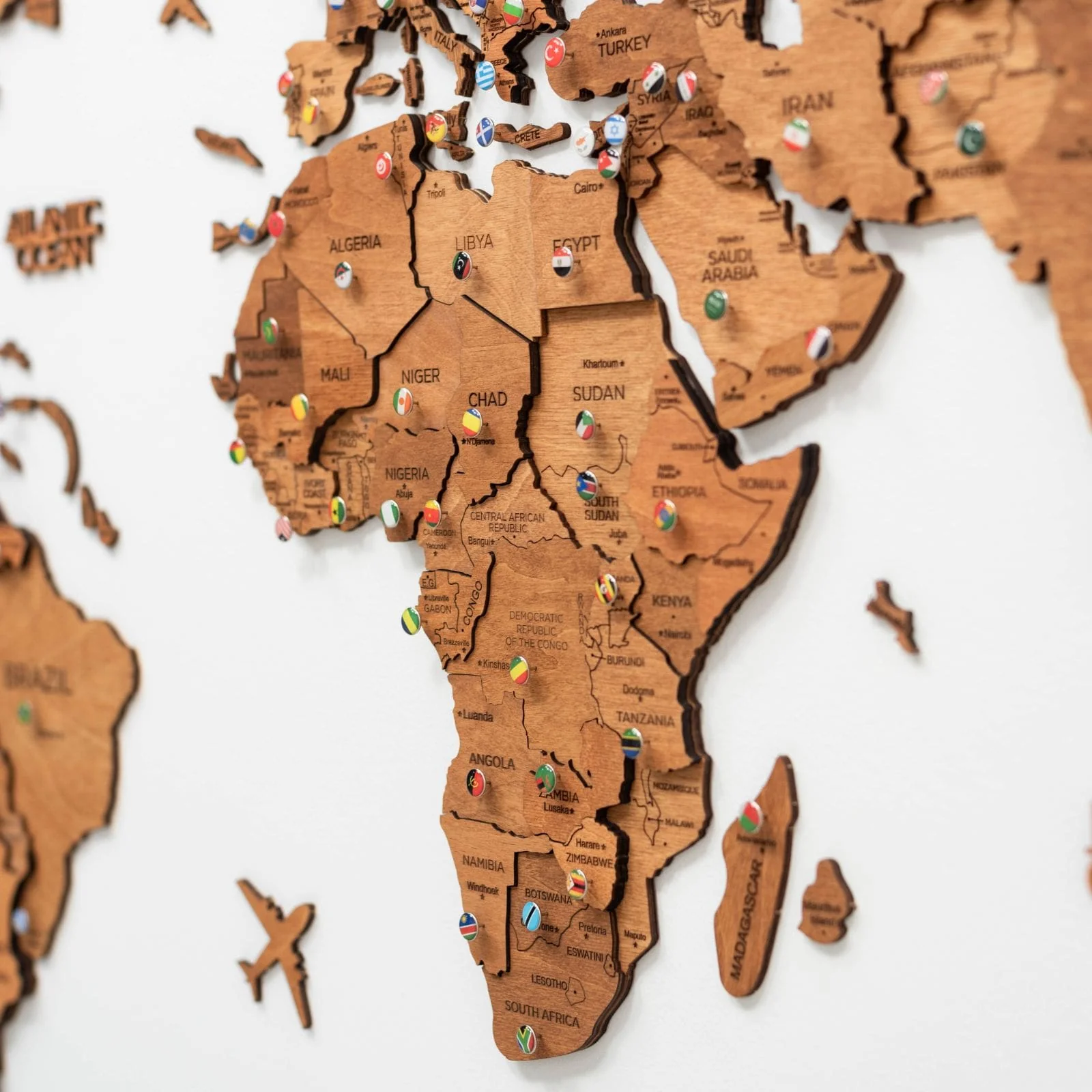 3D Wooden World Map Oak - Image 3