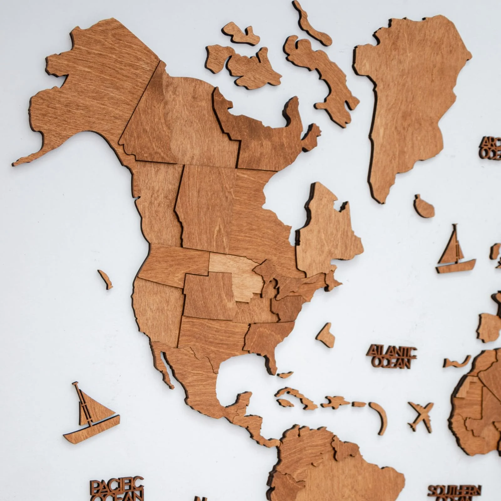 3D Wooden World Map Oak - Image 9