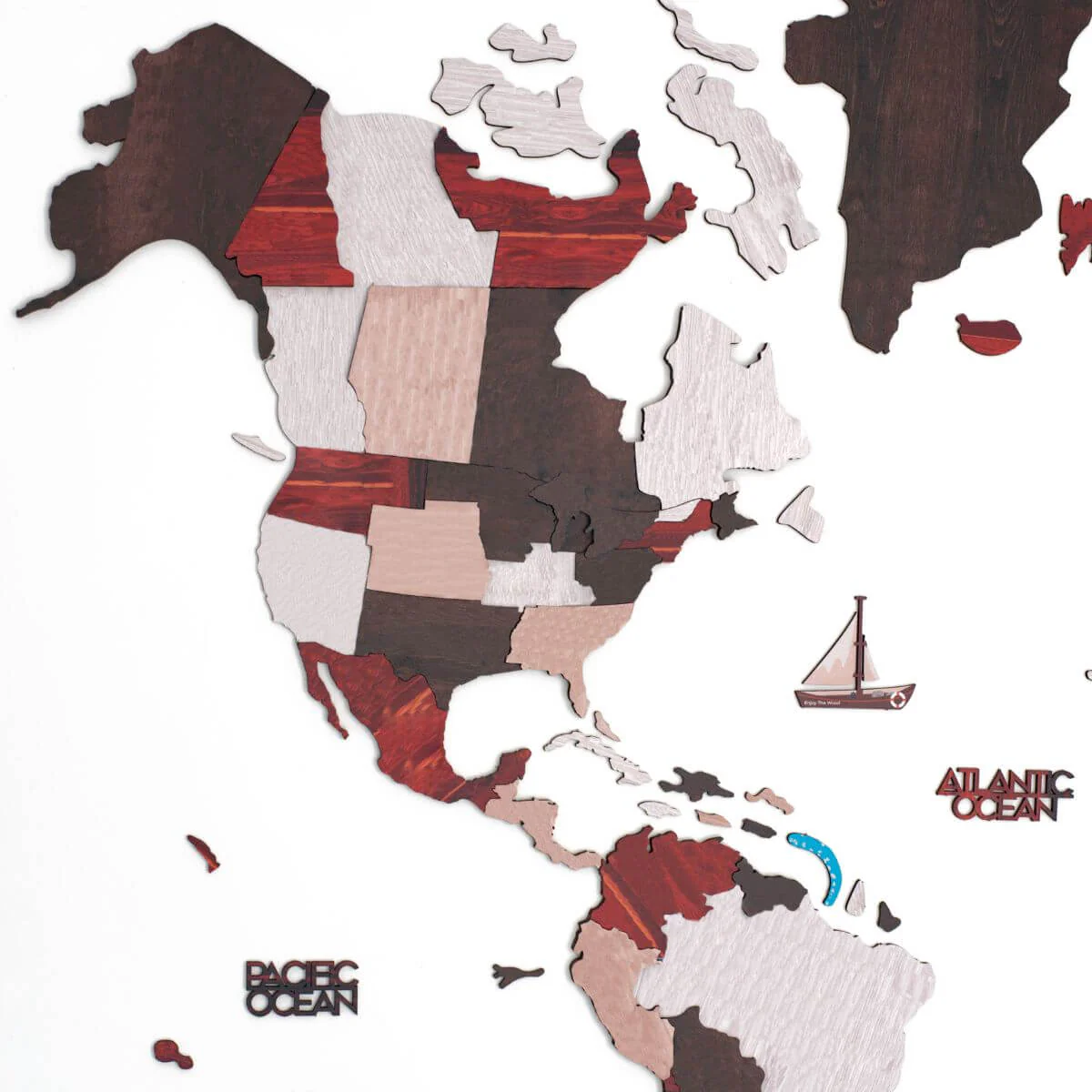 3D Wooden World Map Urban - Image 3