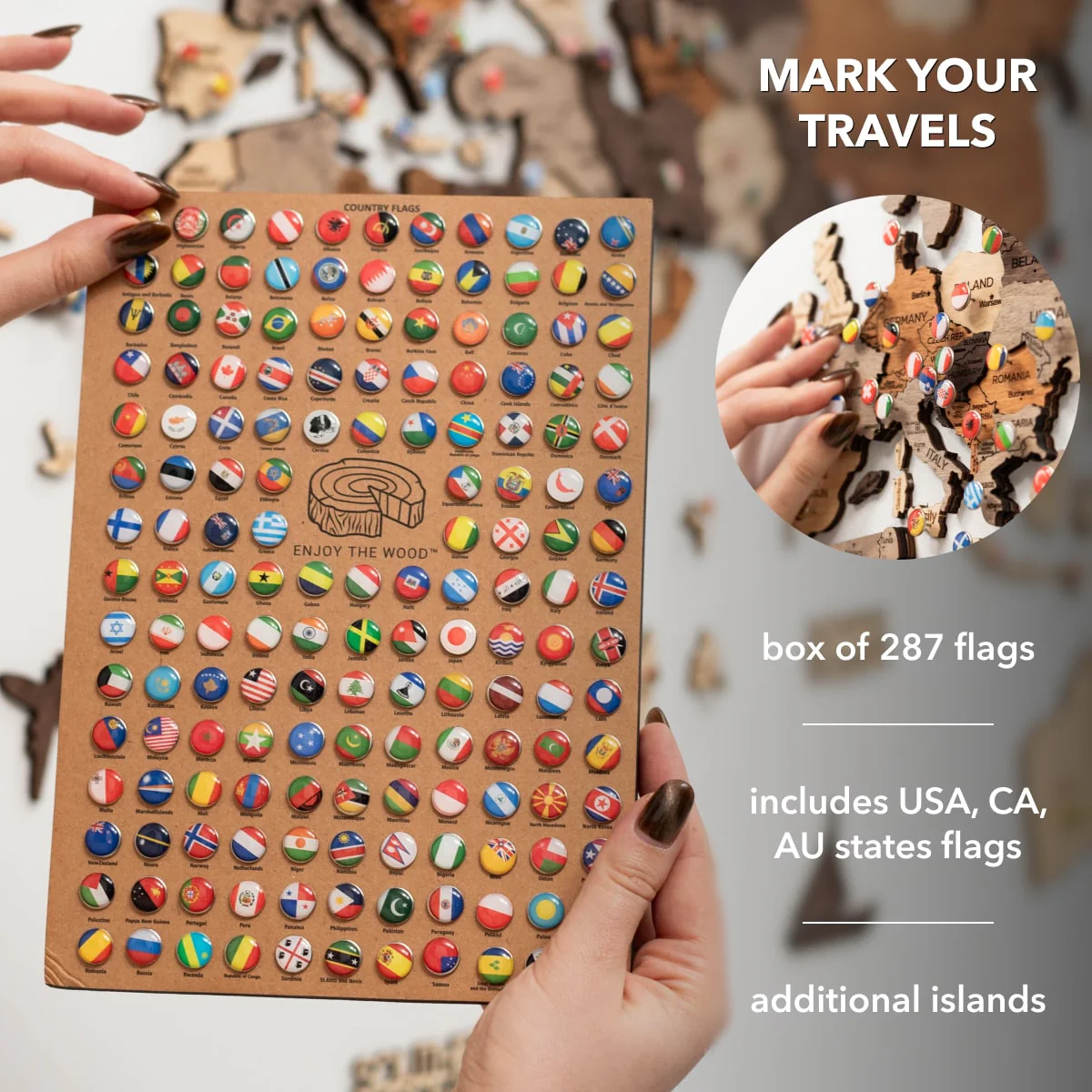 3D Wooden World Map Multicolor - Image 14