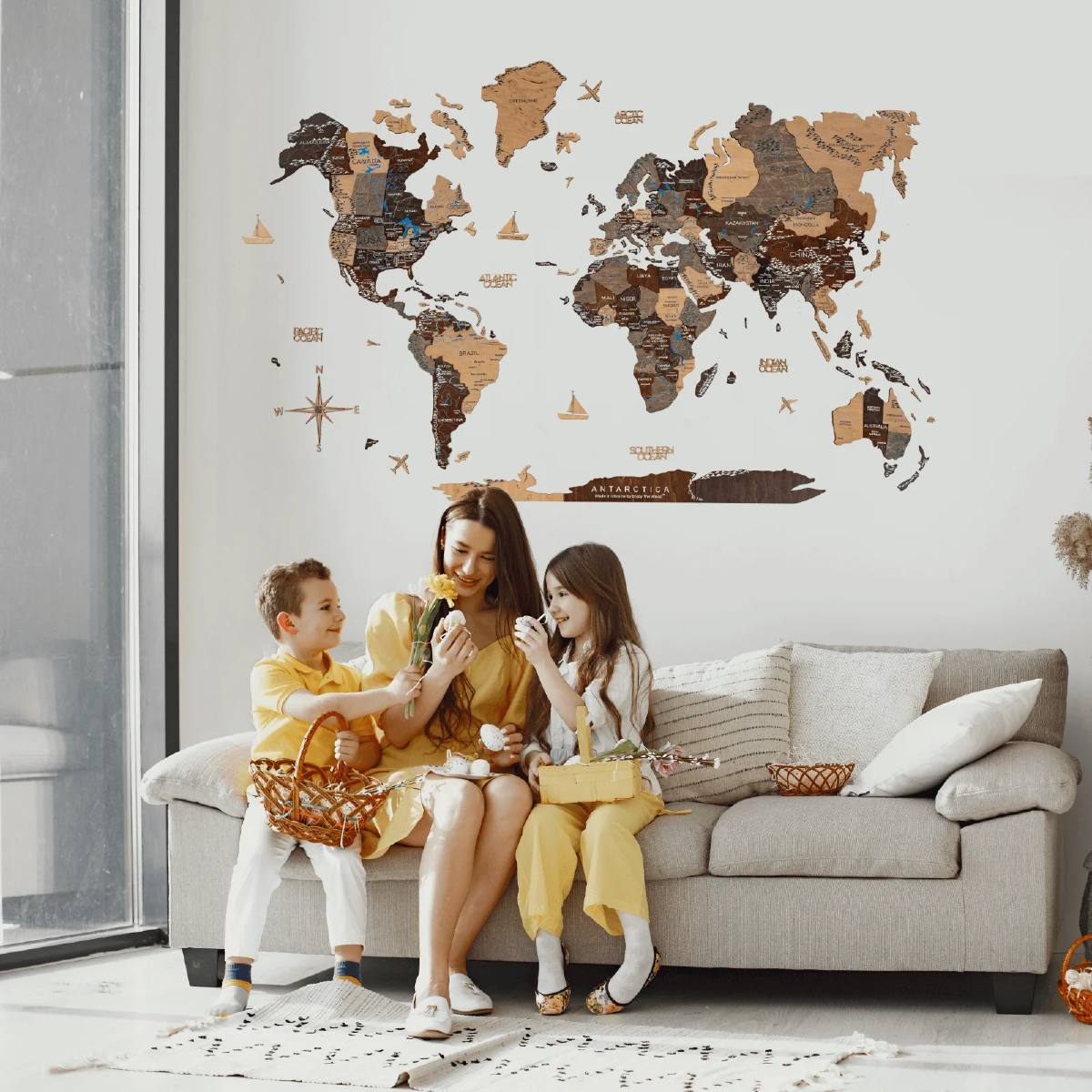 3D Wooden World Map Multicolor - Image 8