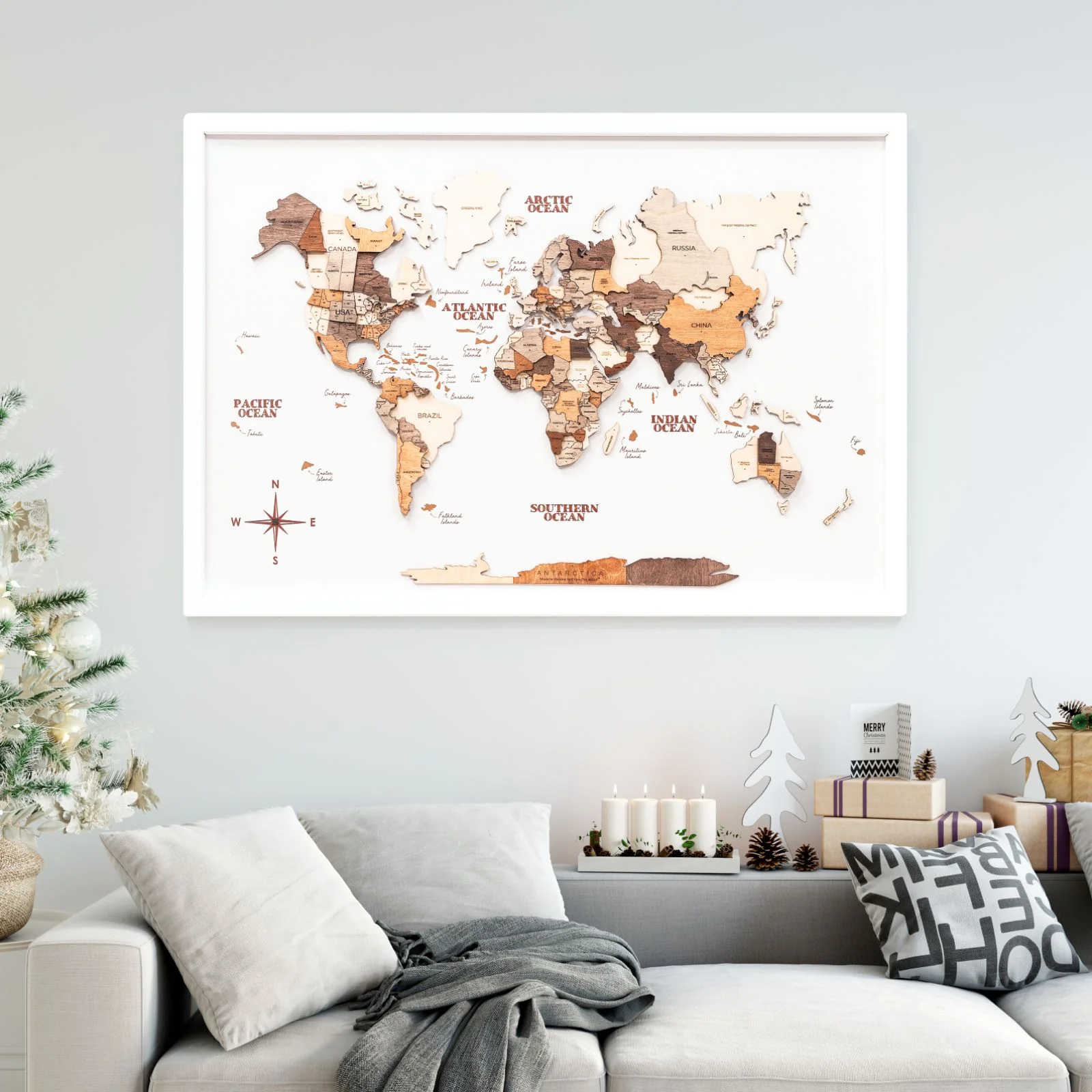 3D Wooden Panel World Map Multicolor - Image 9
