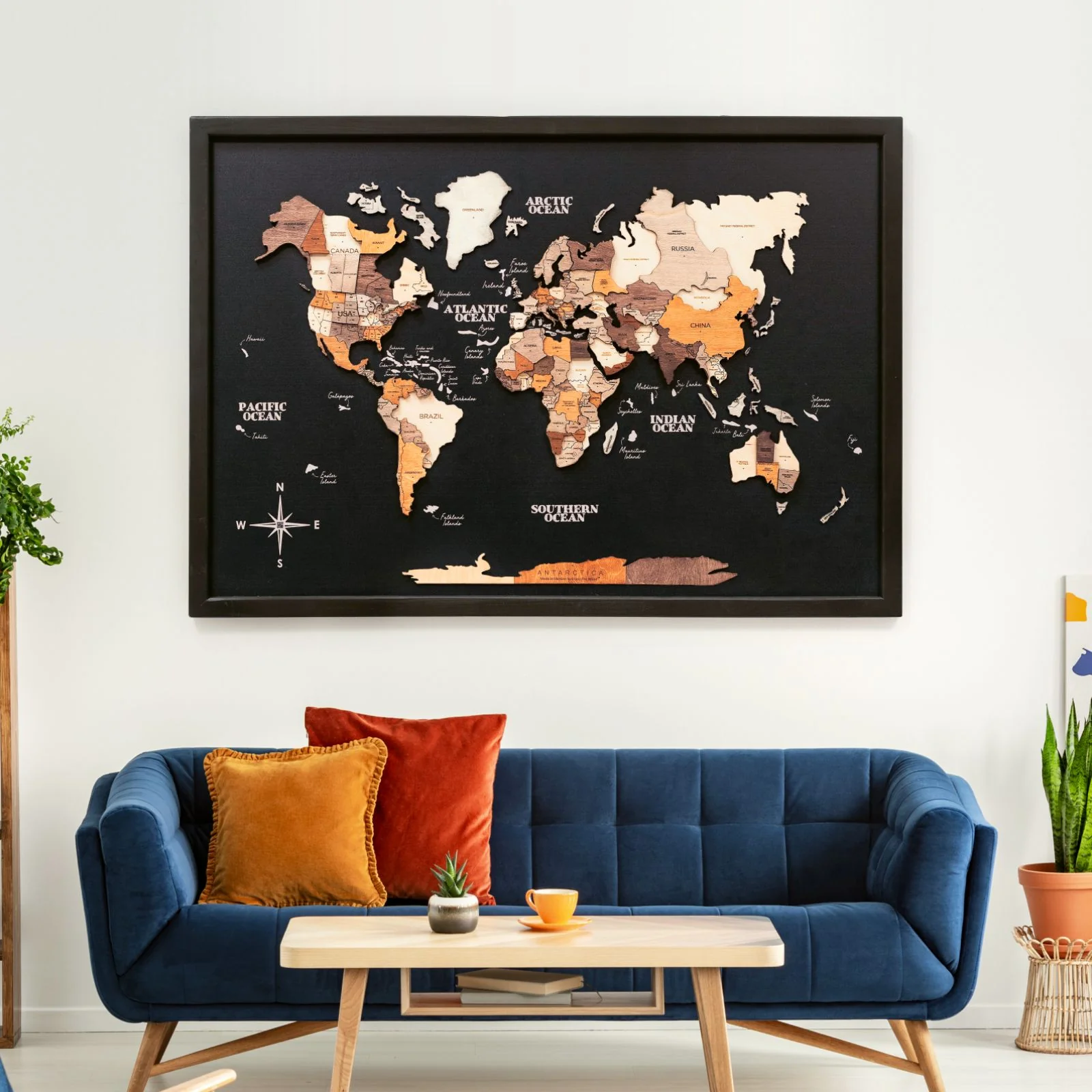 3D Wooden Panel World Map Multicolor - Image 10