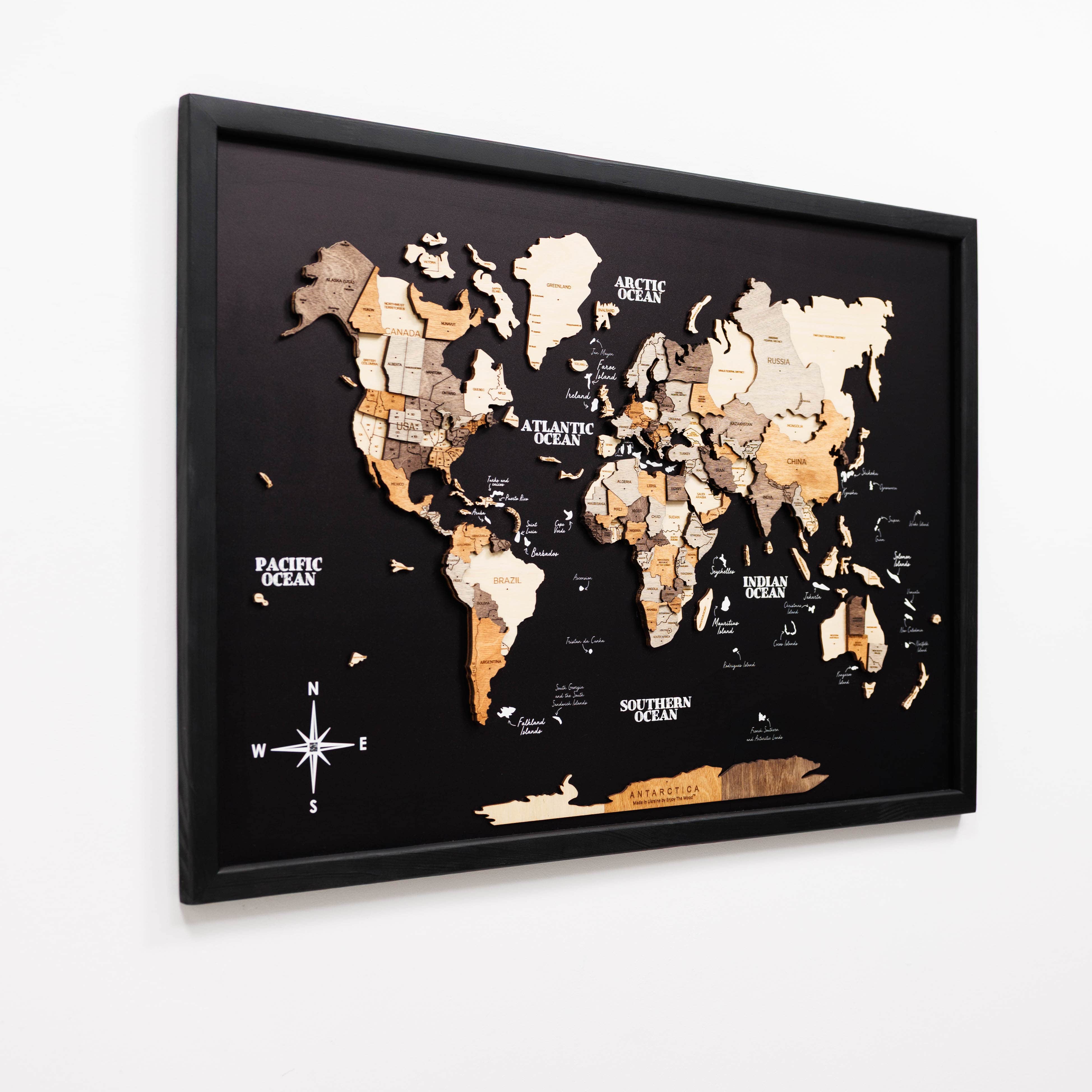 3D Wooden Panel World Map Multicolor - Image 6