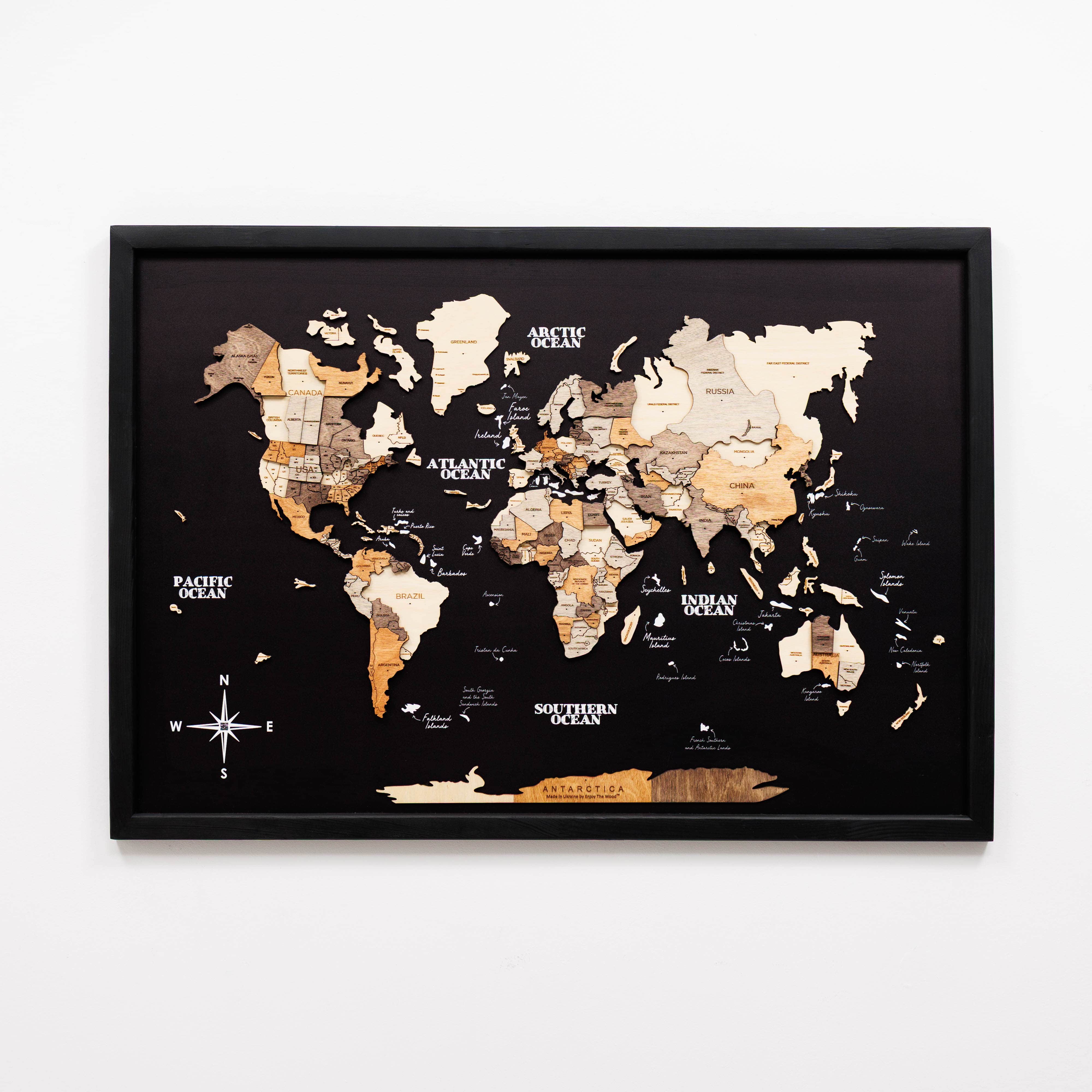3D Wooden Panel World Map Multicolor - Image 8