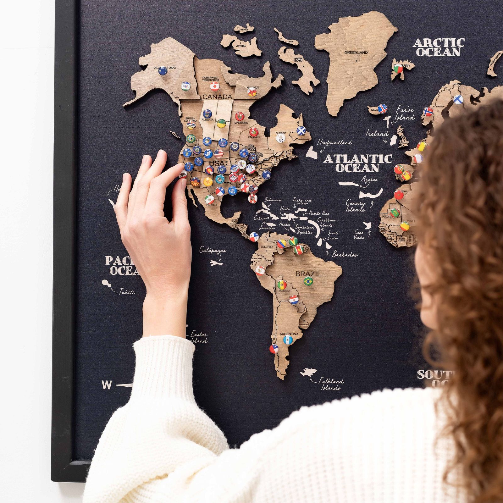 3D Wooden Panel World Map Terra - Image 3