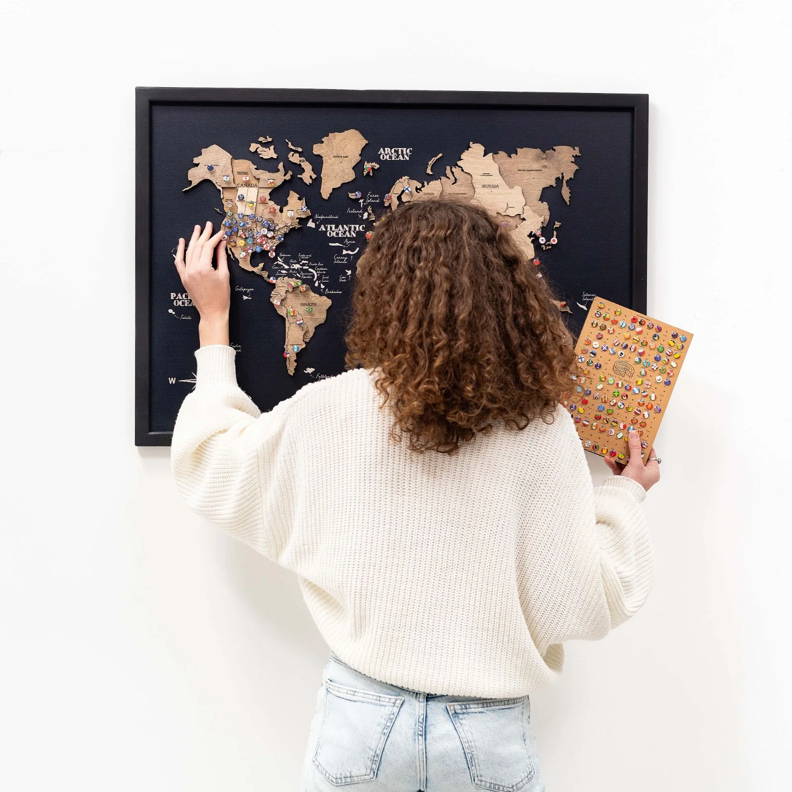 3D Wooden Panel World Map Terra - Image 6