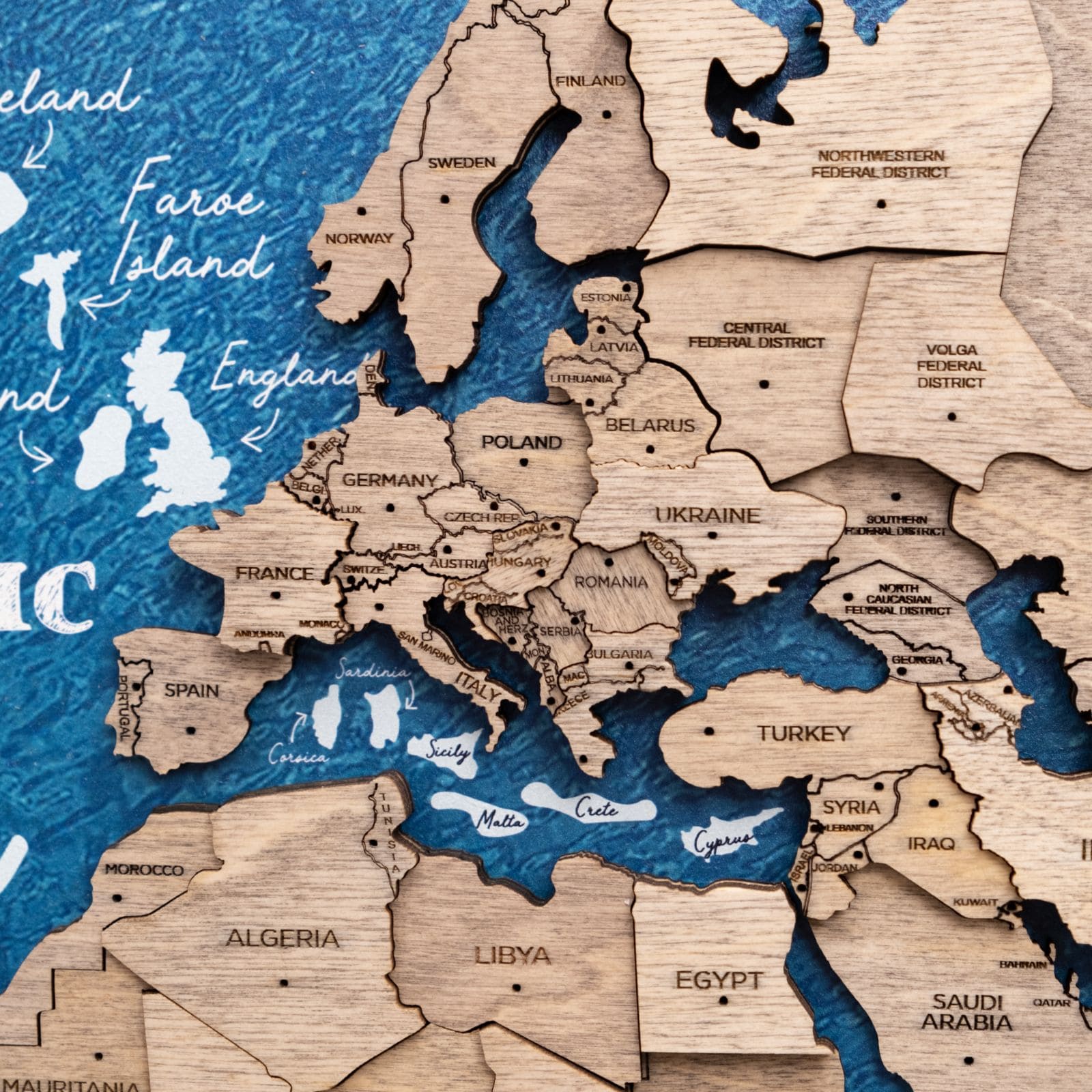 3D Wooden Panel World Map Terra - Image 8