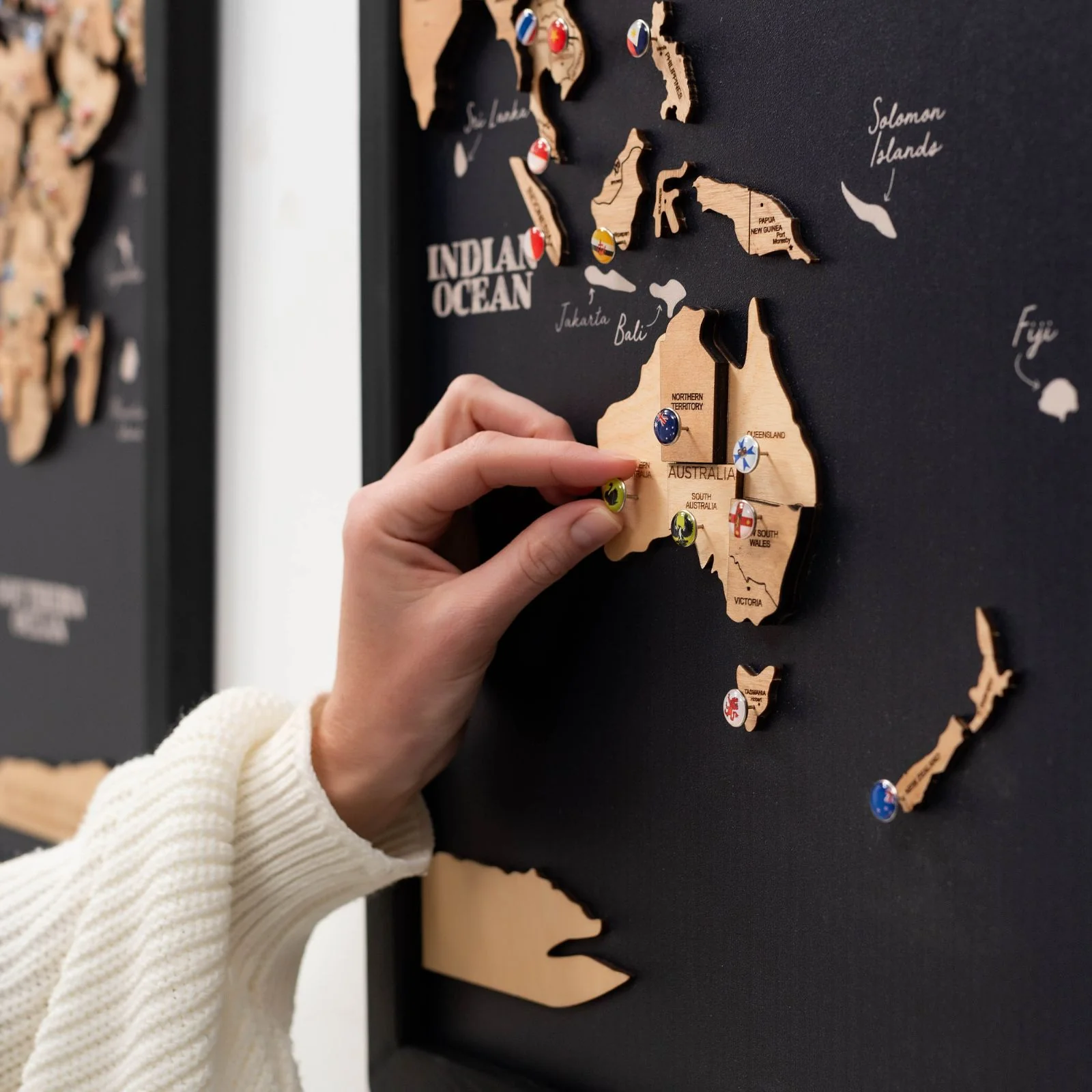 3D Wooden Triptych World Map Gold - Image 5