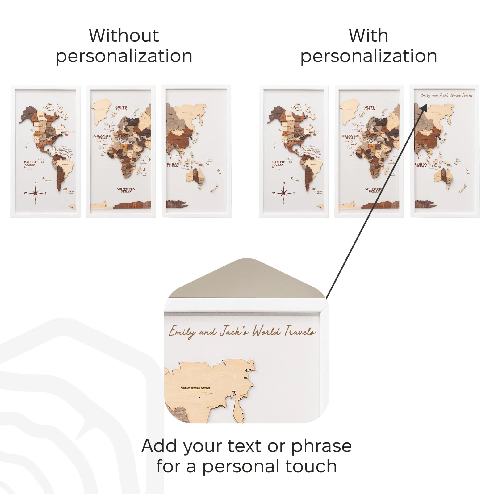 3D Wooden Triptych World Map Multicolor - Image 15