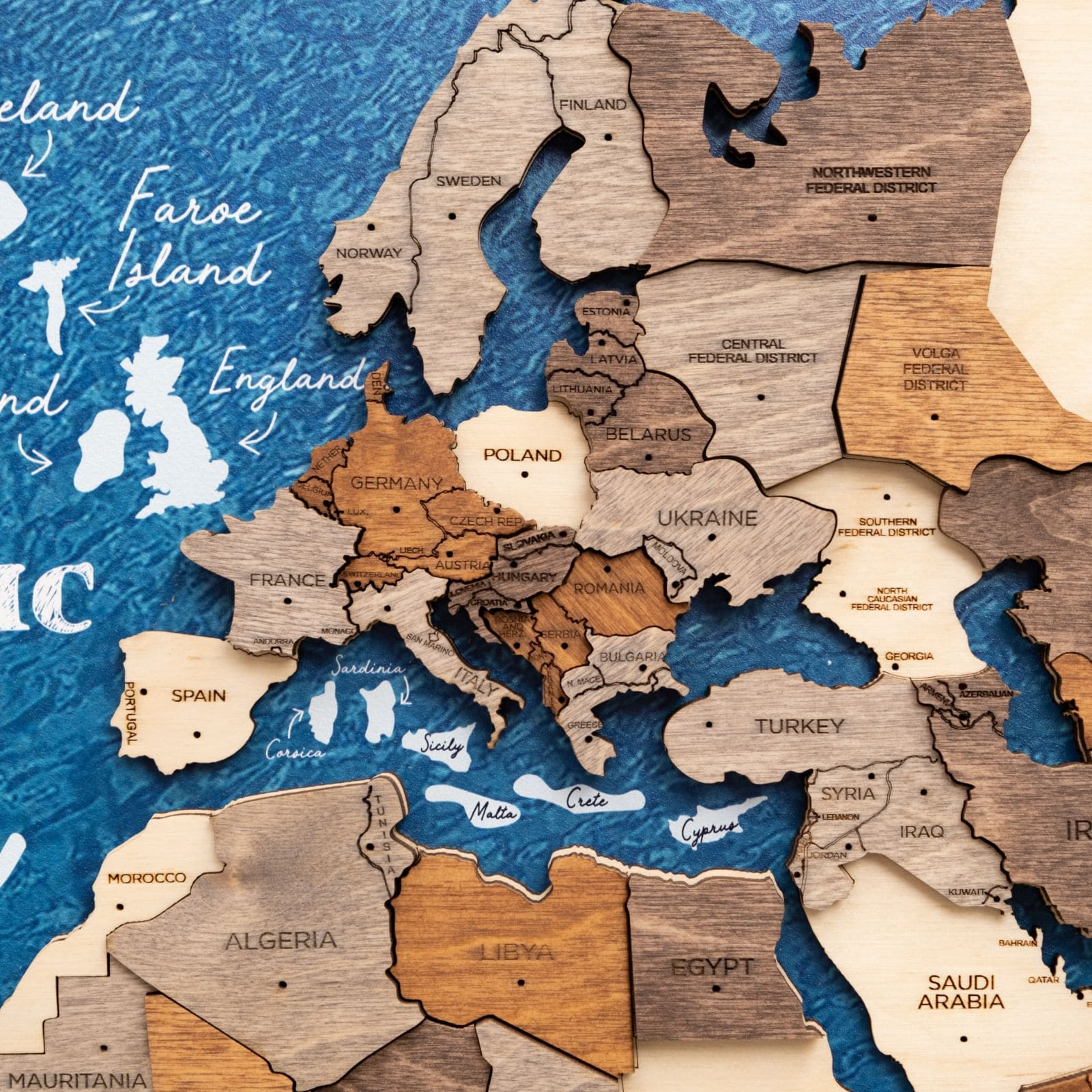 3D Wooden Triptych World Map Multicolor - Image 7