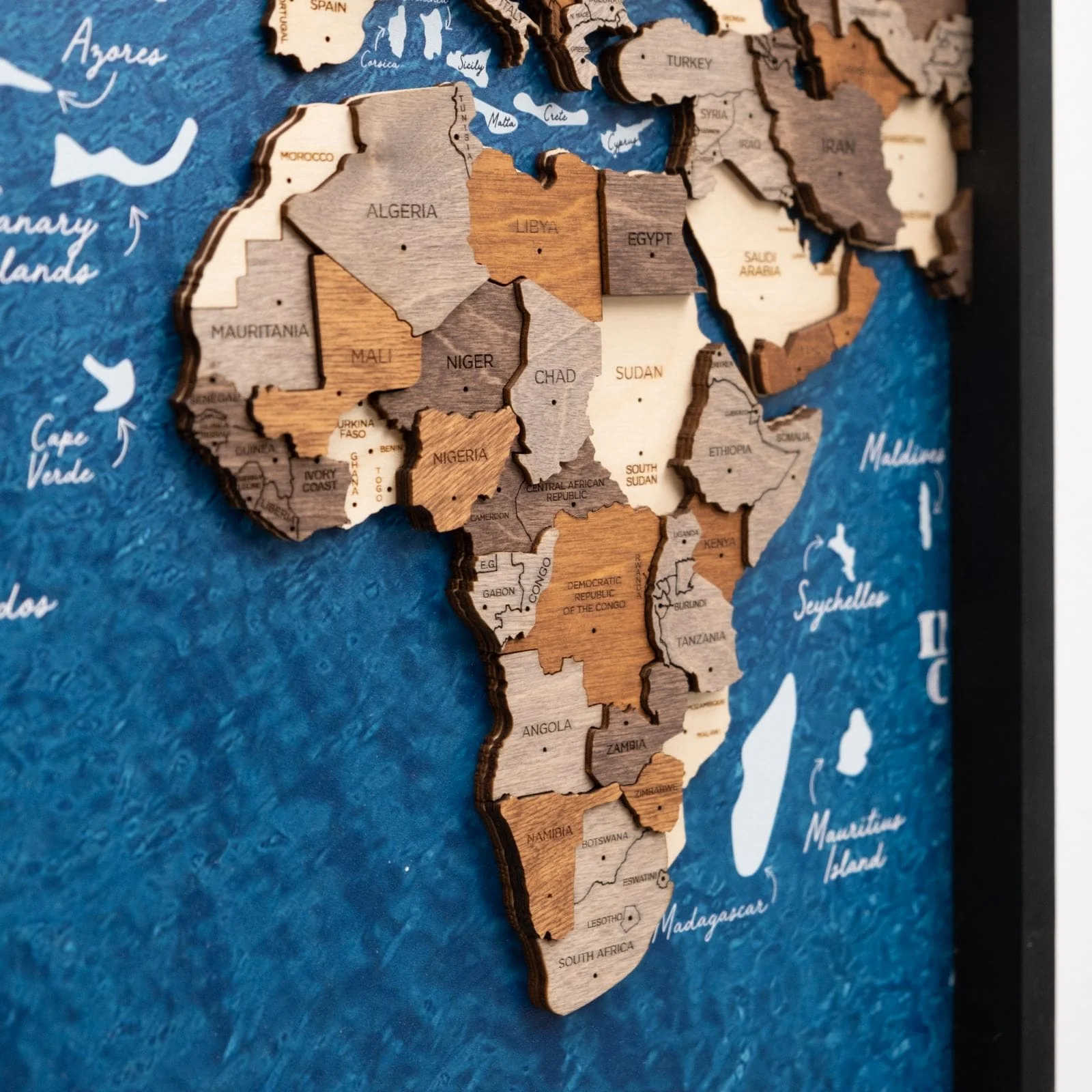 3D Wooden Triptych World Map Multicolor - Image 9