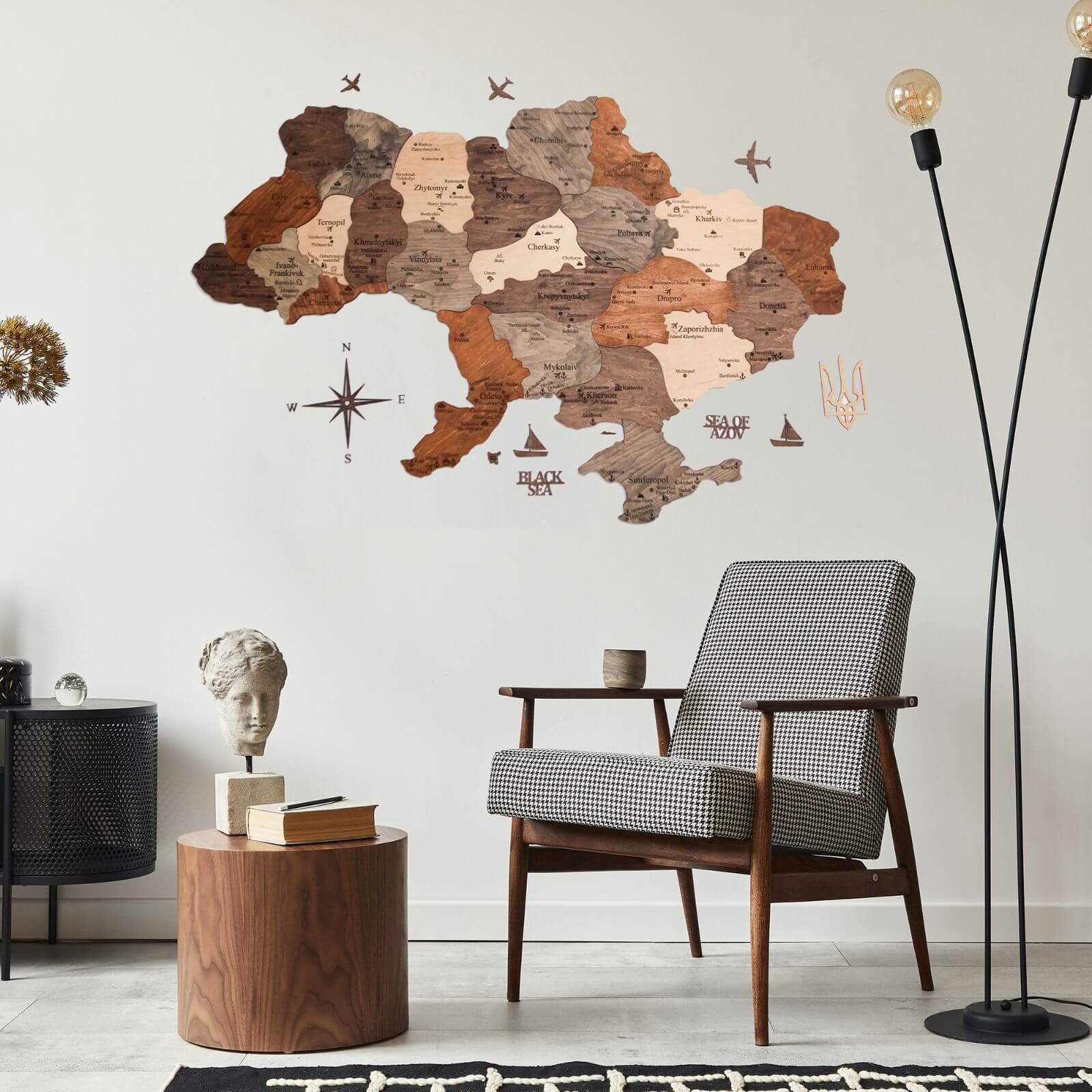 Wooden Map of Ukraine Cappuccino - Image 15