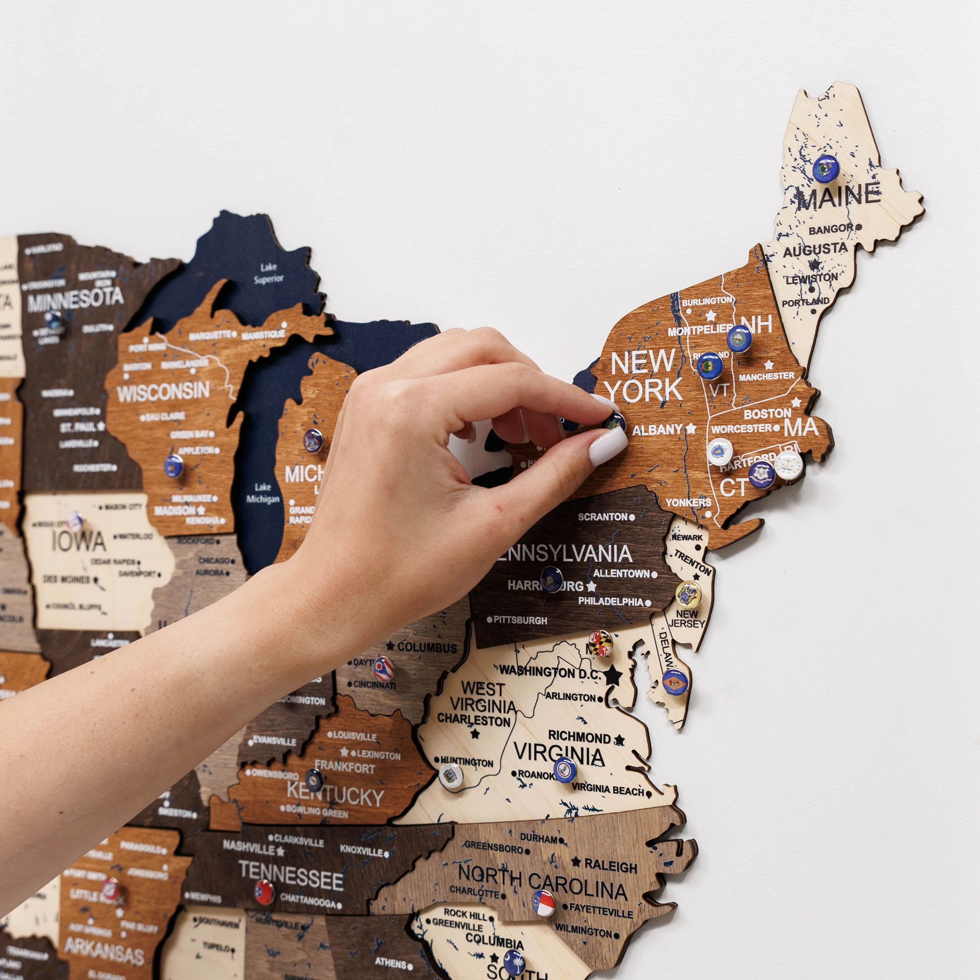 3D Wooden USA Map on Board Multicolor - Image 3