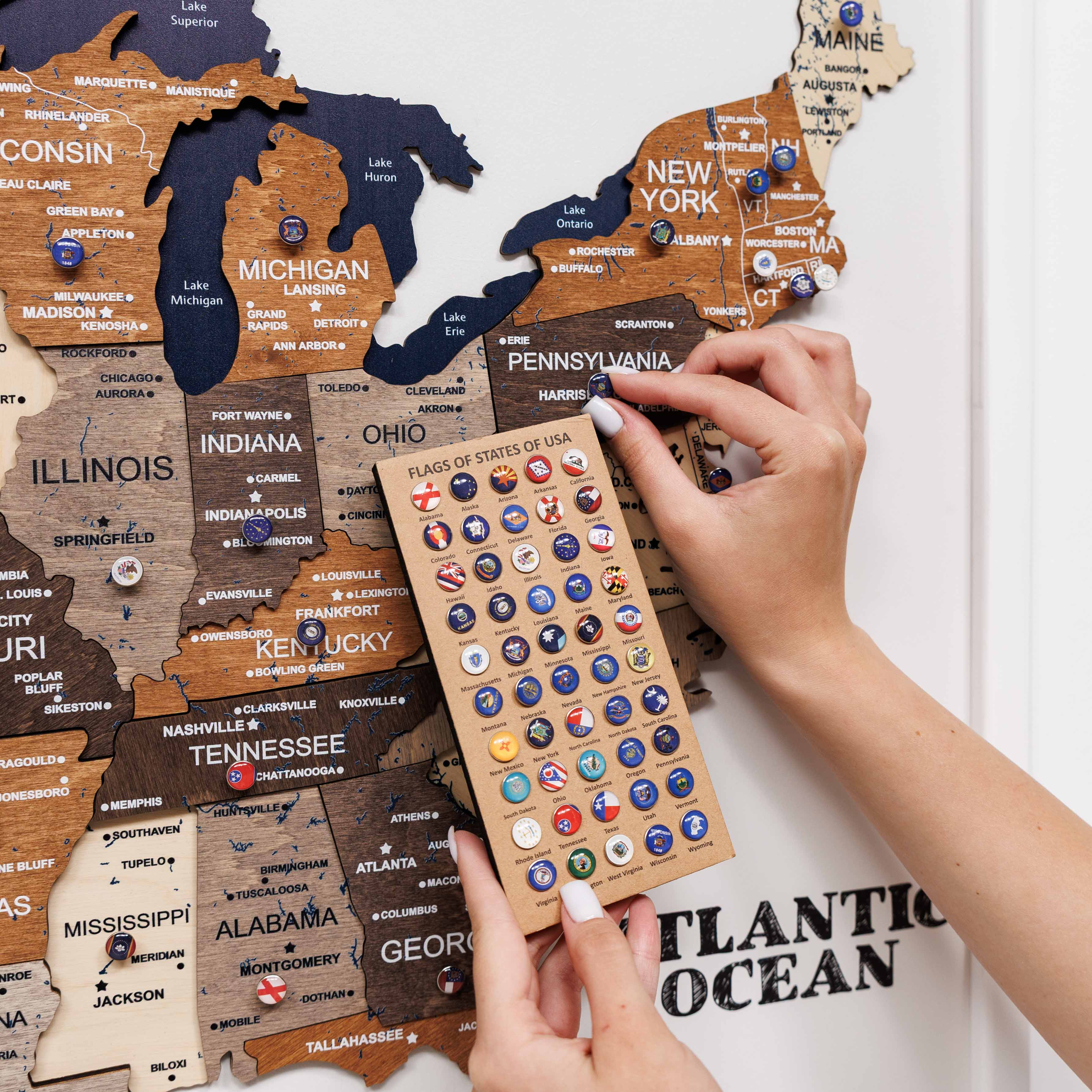 3D Wooden USA Map on Board Multicolor - Image 5